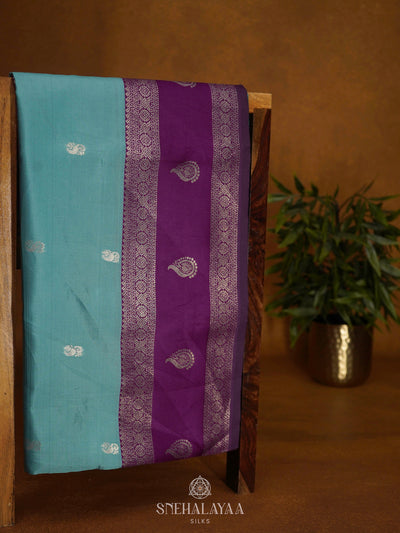 Teal Blue Soft Silk Saree
