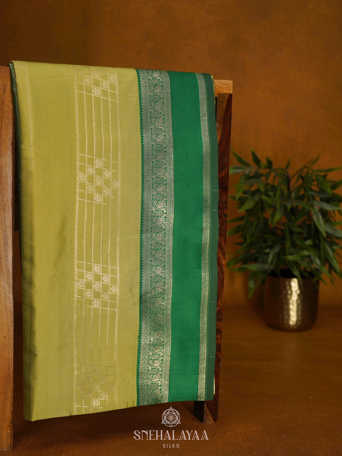 Lime Green Soft Silk Saree