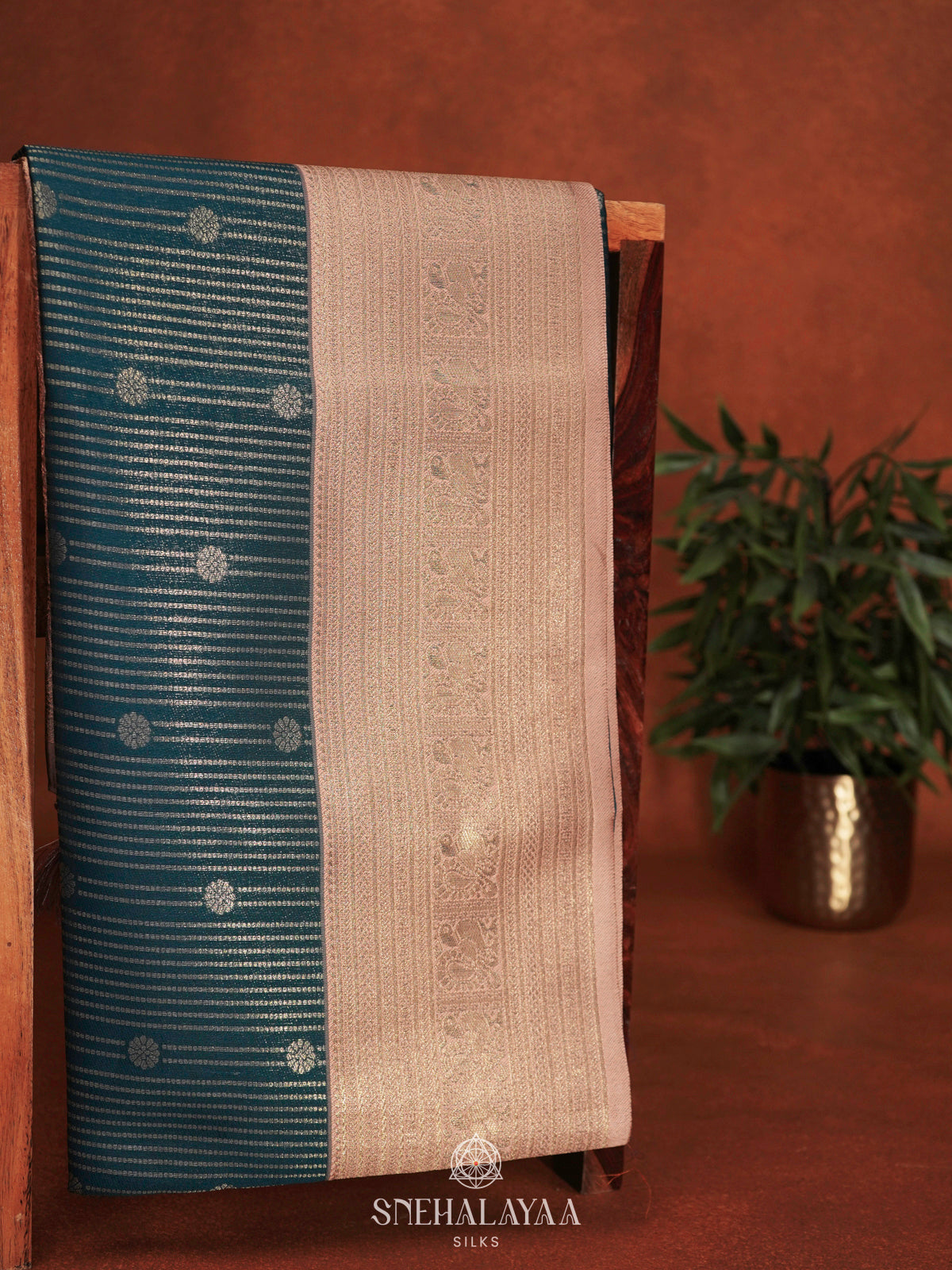 Peacock Blue Soft Silk Saree