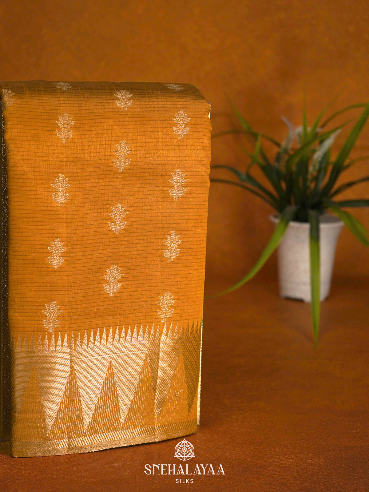 Mango Yellow Raw Silk Saree