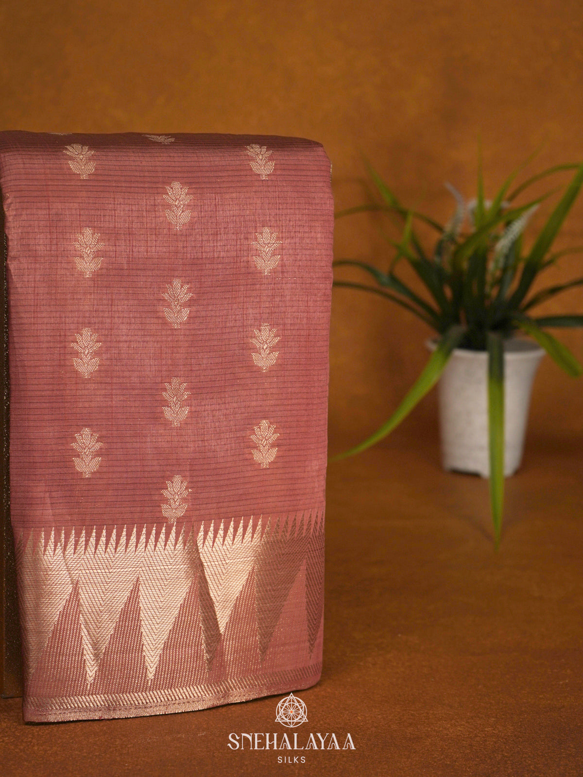 Mauve Pink Raw Silk Saree