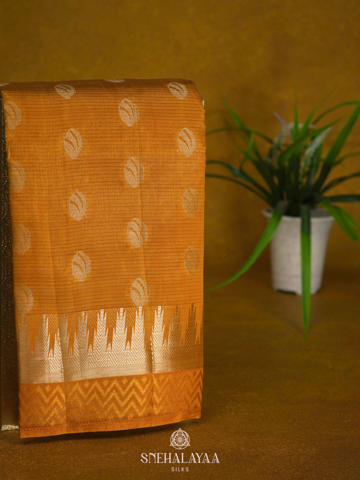 Mango Yellow Raw Silk Saree