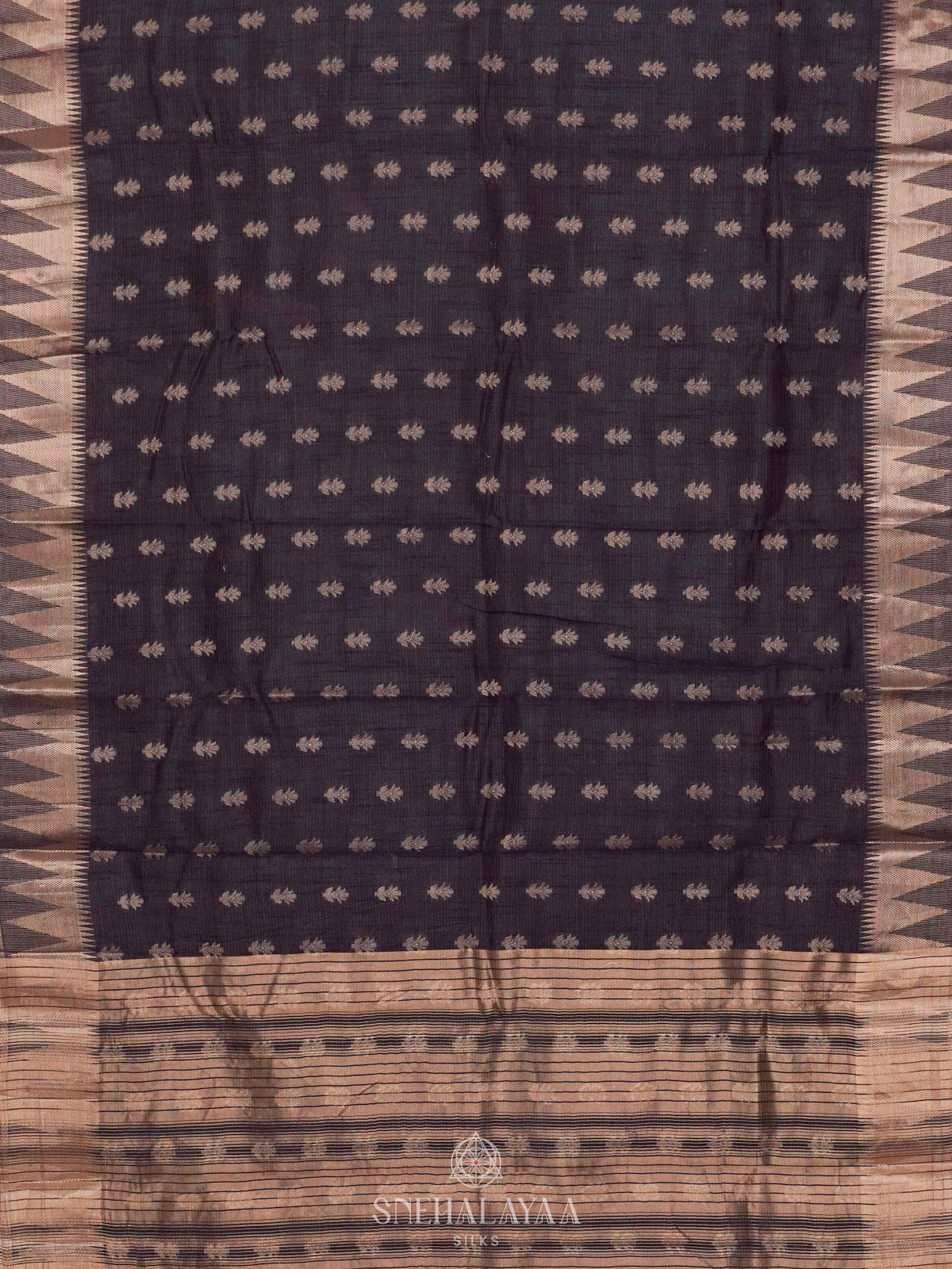 Charcol Black Raw Silk Saree