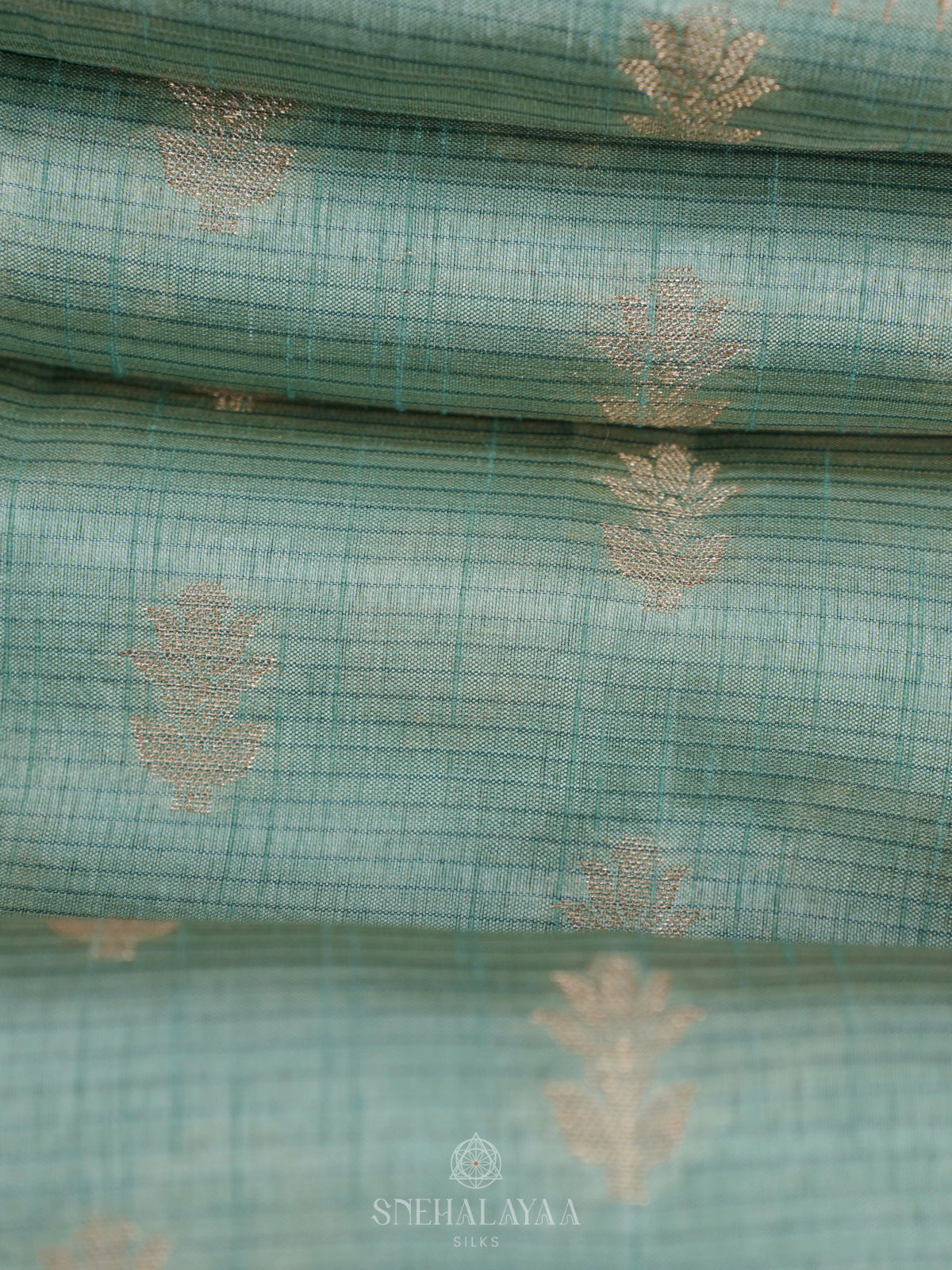Mint Green Raw Silk Saree