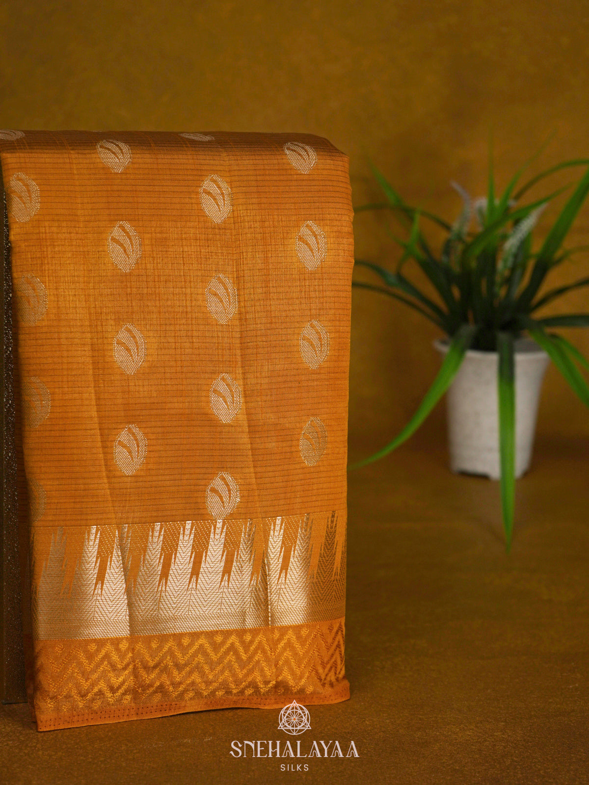 Mango Yellow Raw Silk Saree