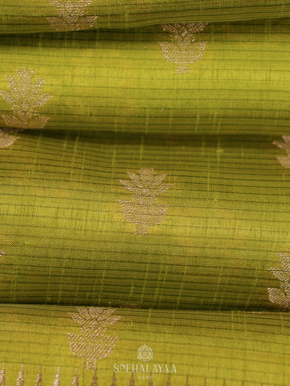 Lime Green Raw Silk Saree