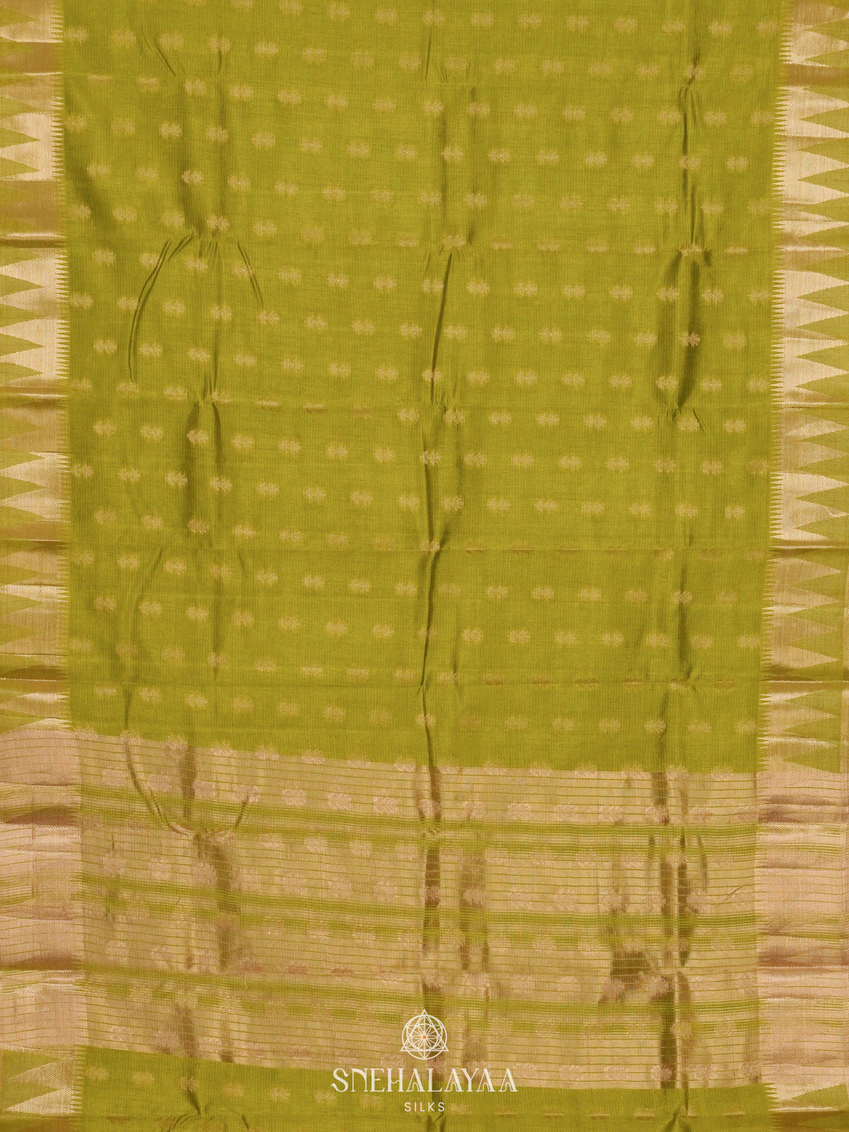 Lime Green Raw Silk Saree