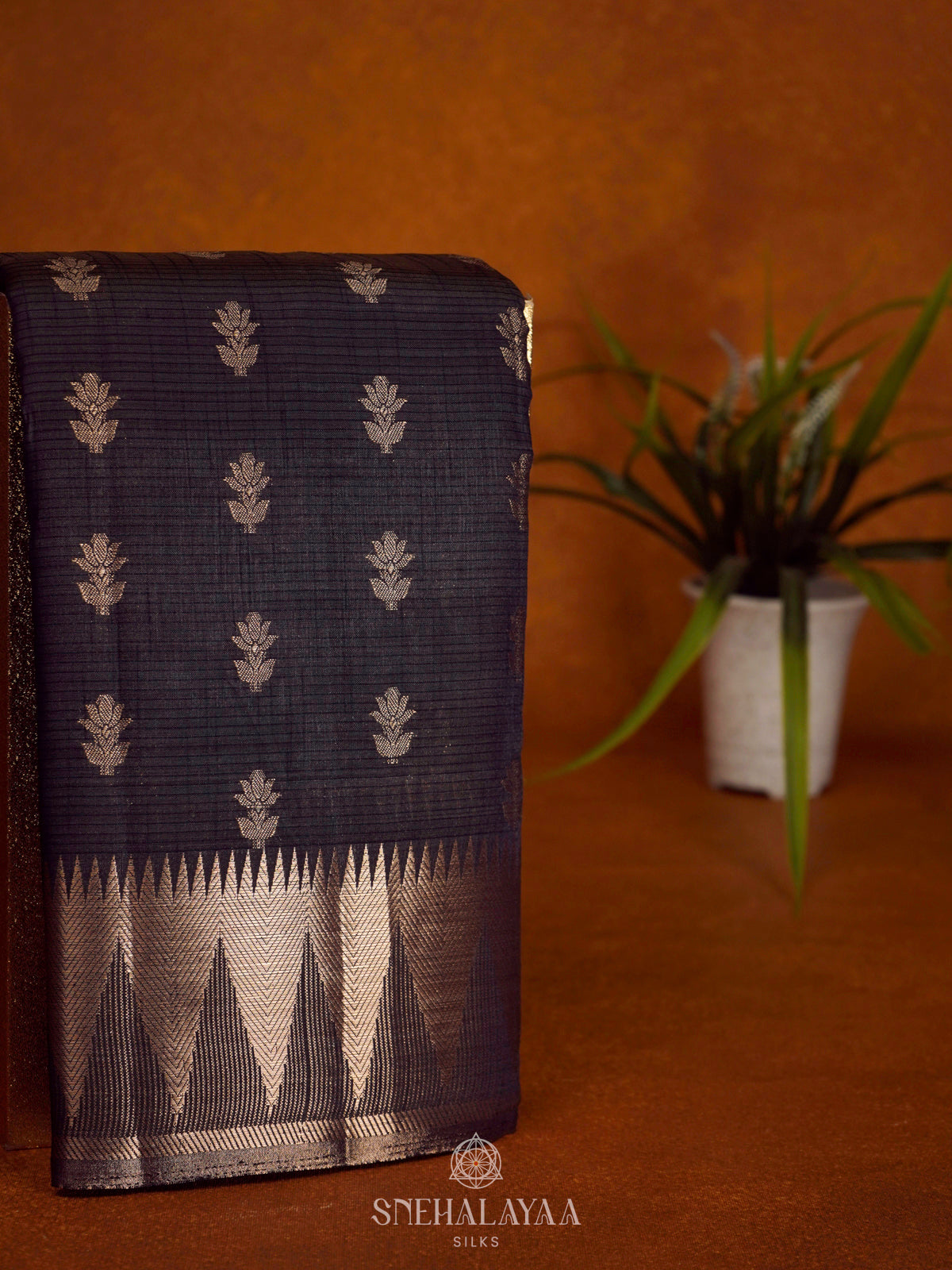 Black Raw Silk Saree