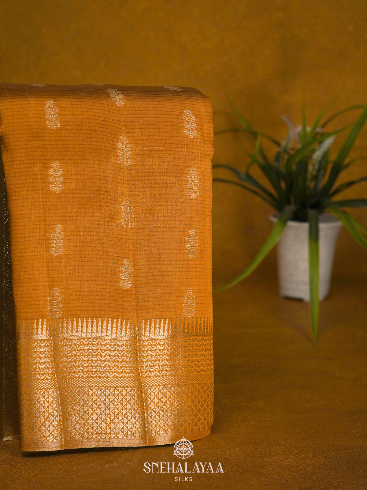 Mango Yellow Raw Silk Saree