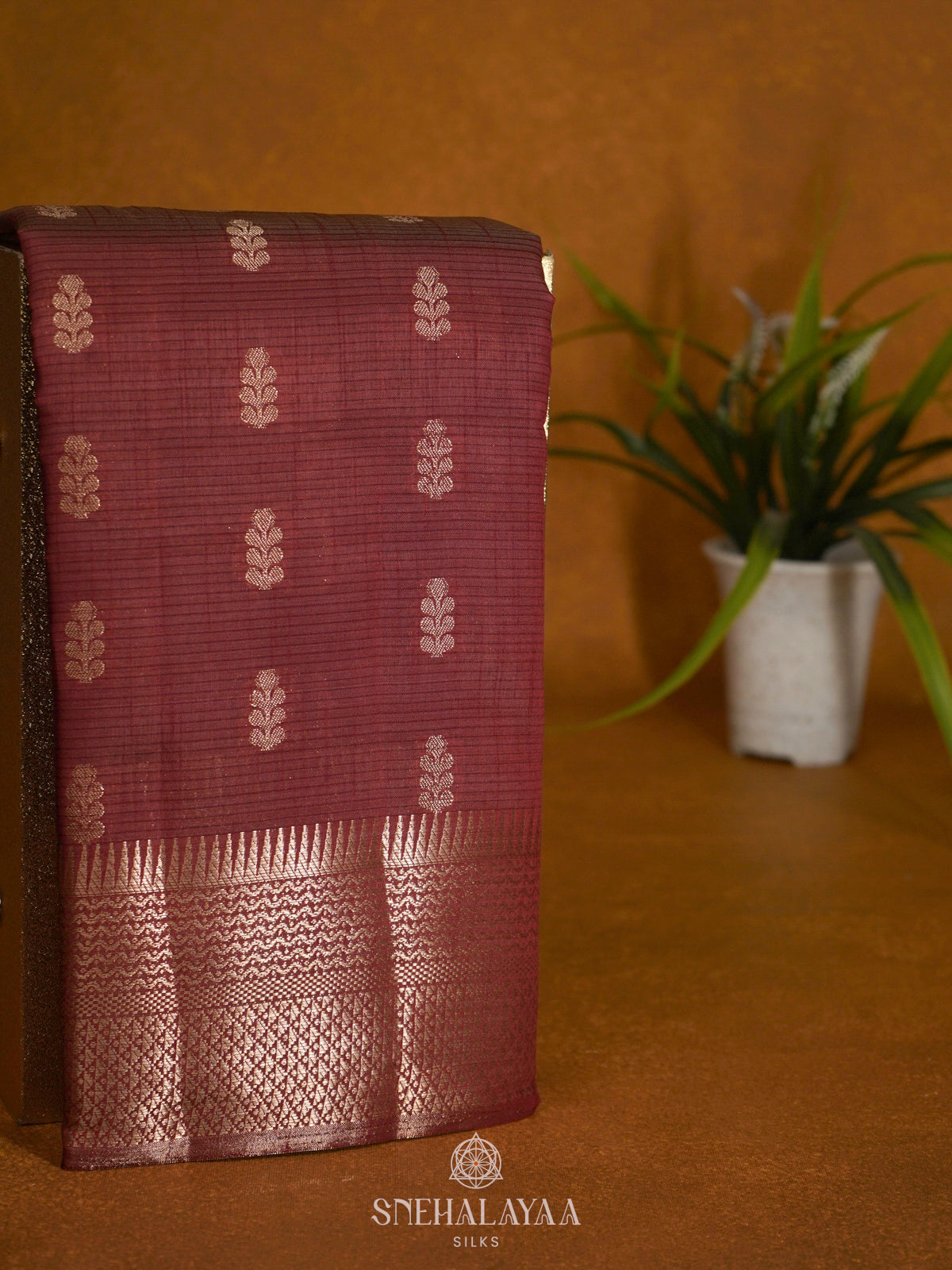 Brown Raw Silk Saree