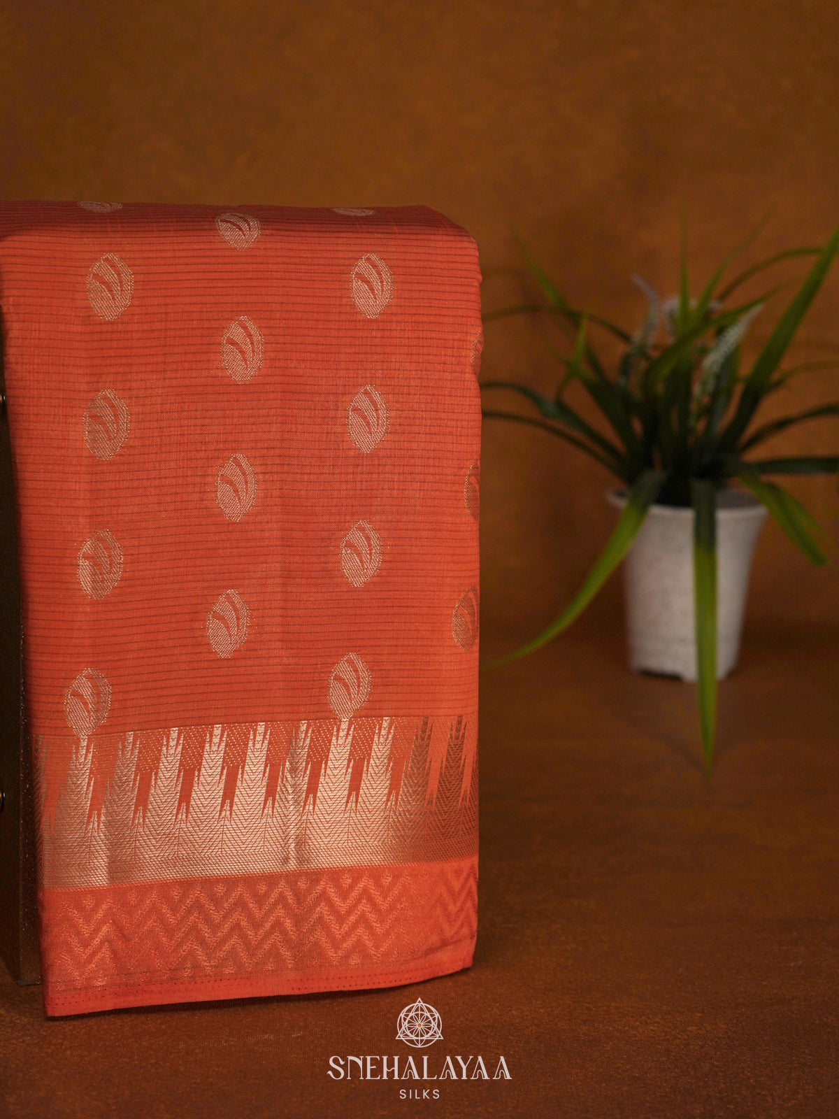 Peach Raw Silk Saree