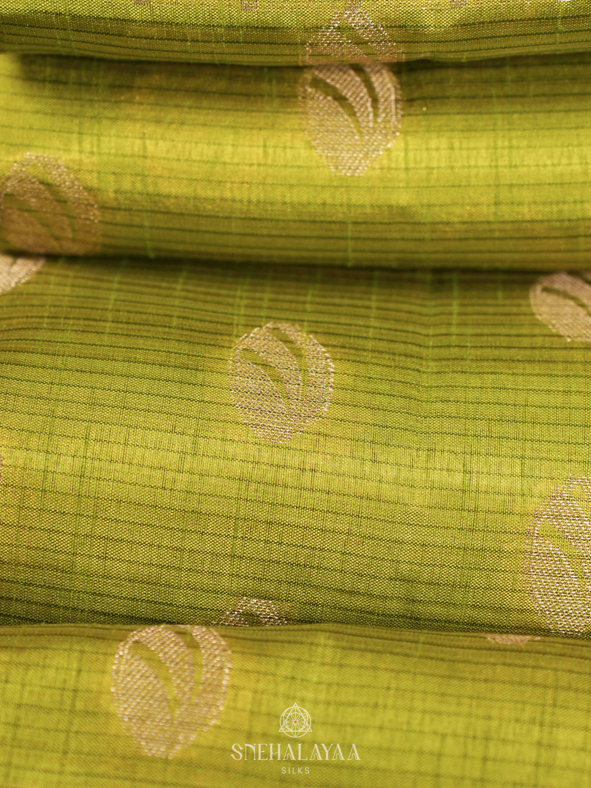 Lime Green Raw Silk Saree