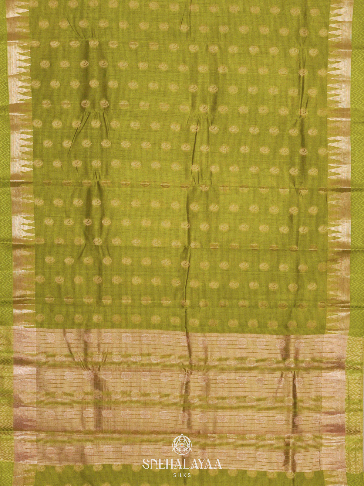 Lime Green Raw Silk Saree