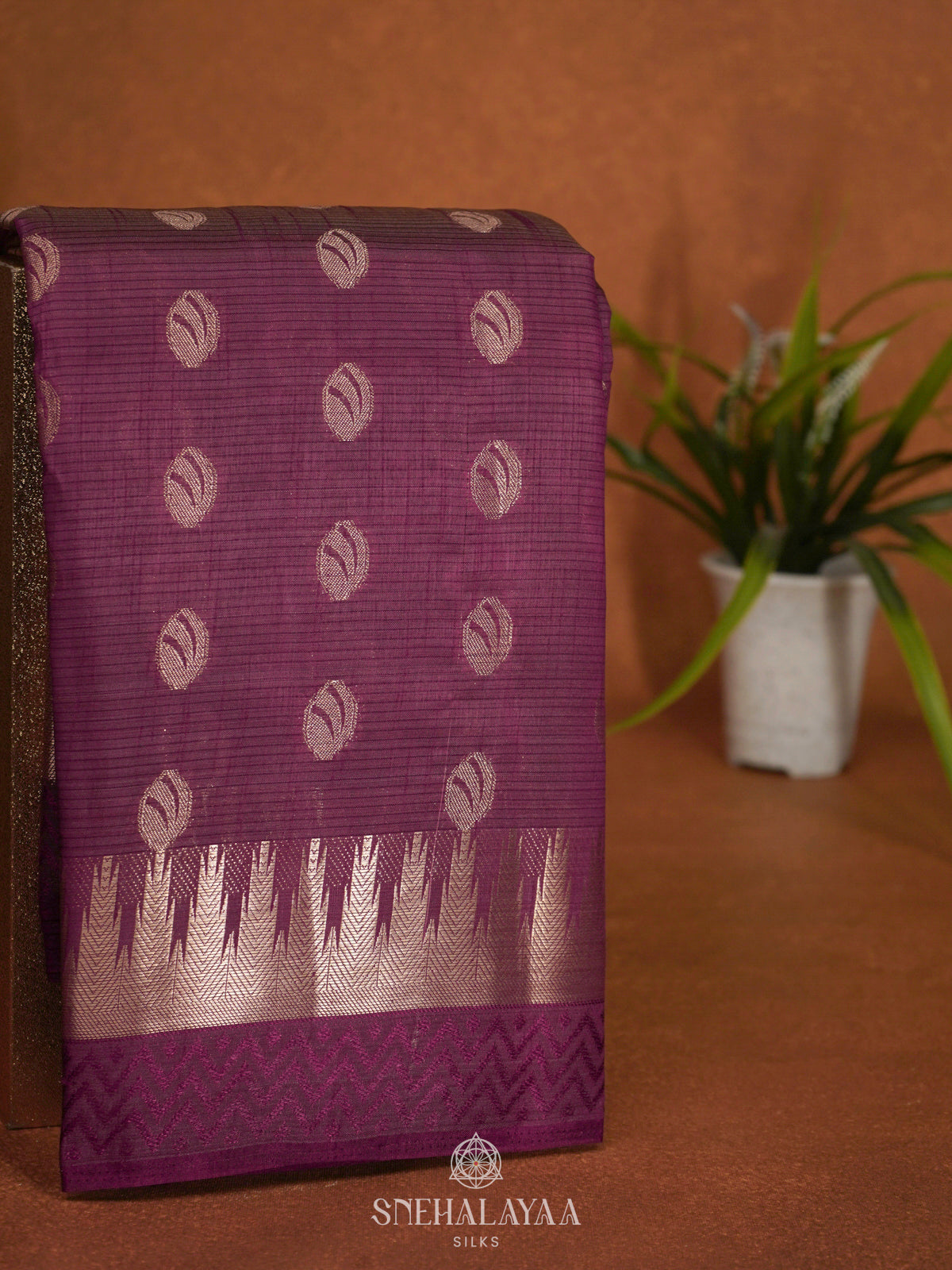 Wine Raw Silk Saree