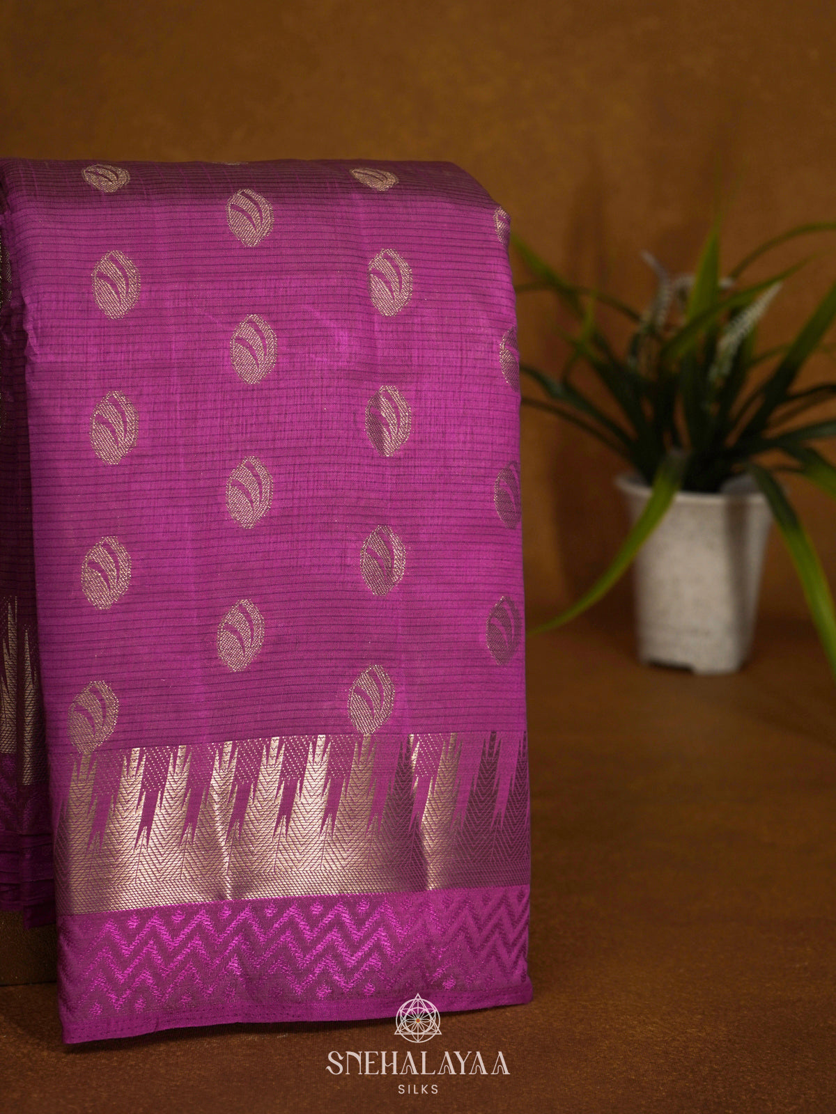 Magenta Pink Raw Silk Saree