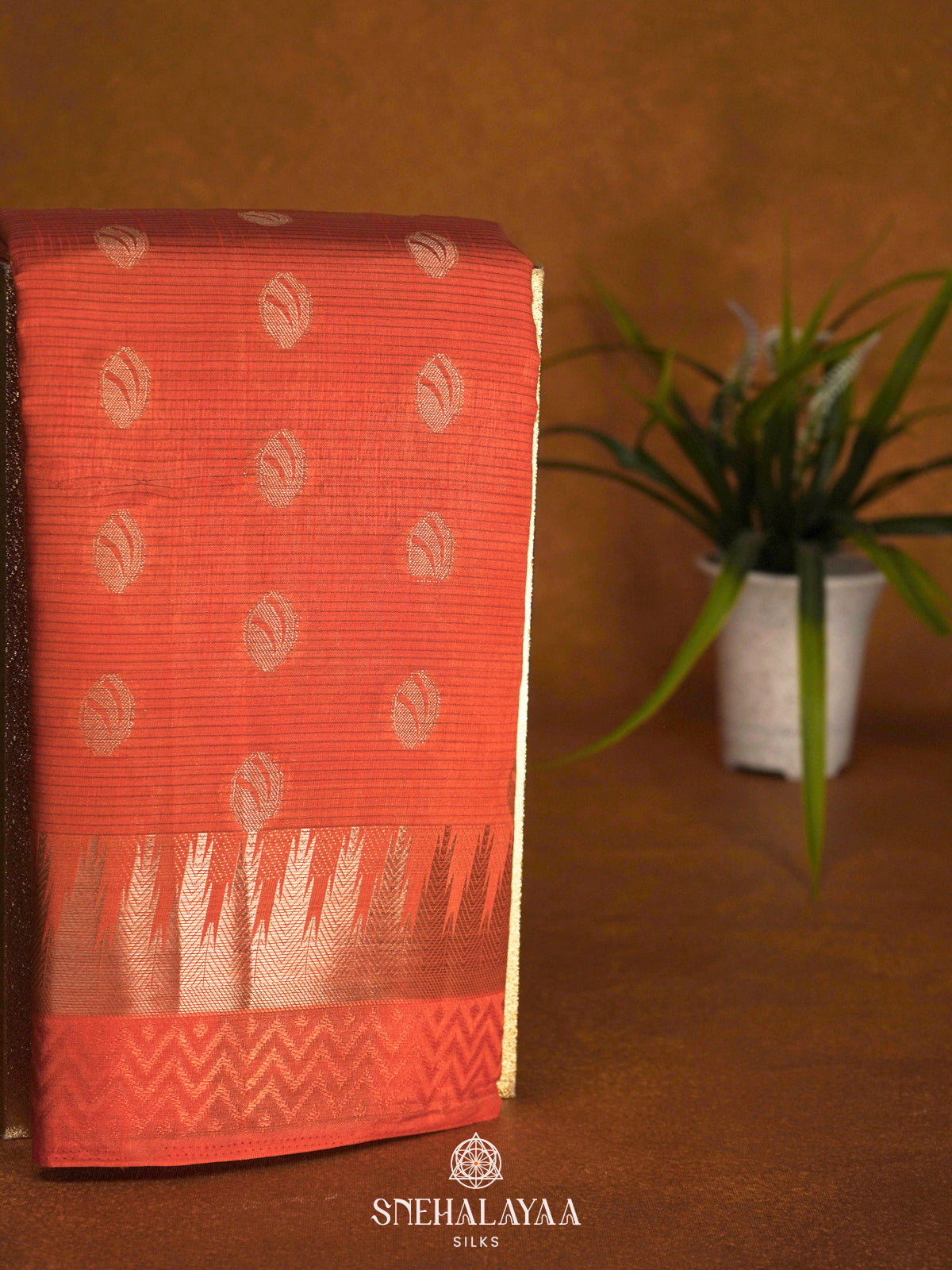 Orange Raw Silk Saree