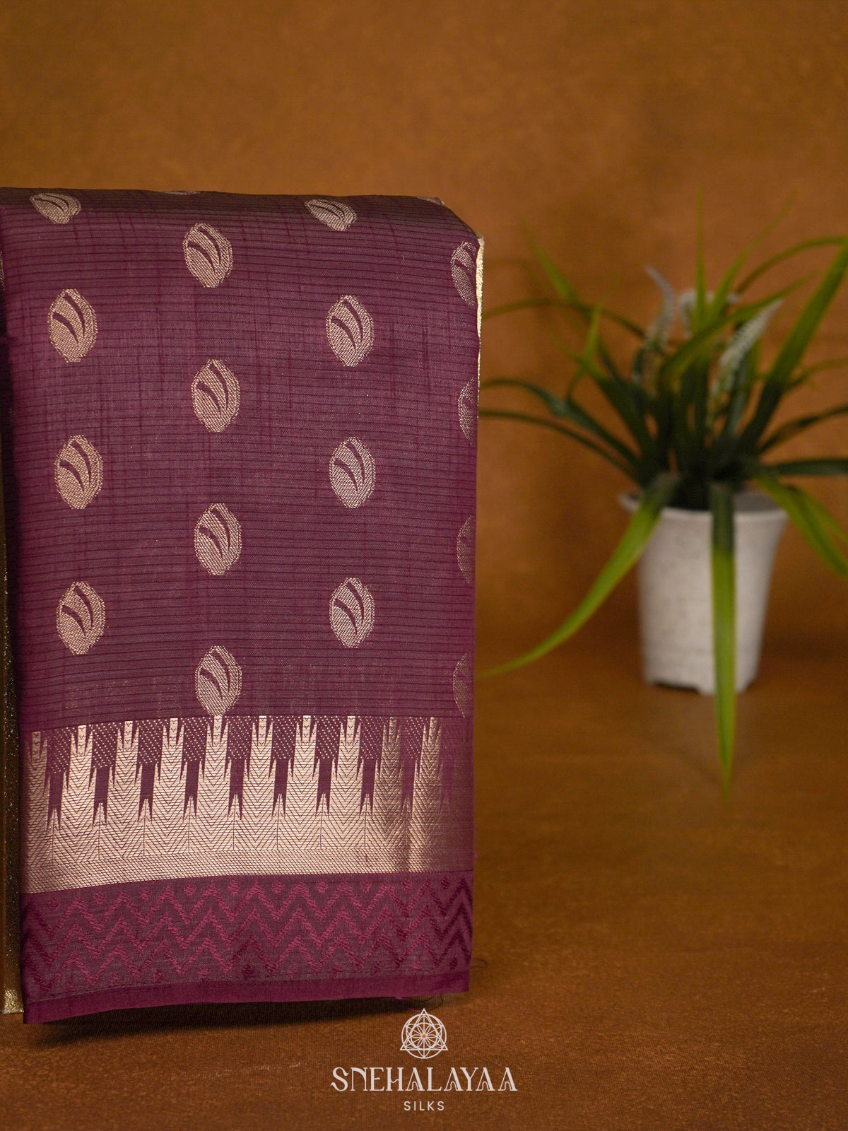 Wine Raw Silk Saree