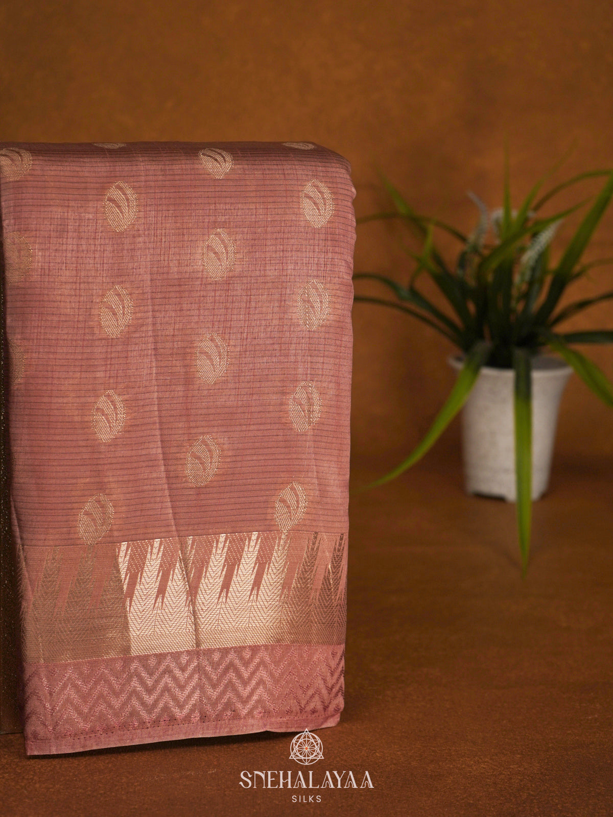 Mauve Pink Raw Silk Saree