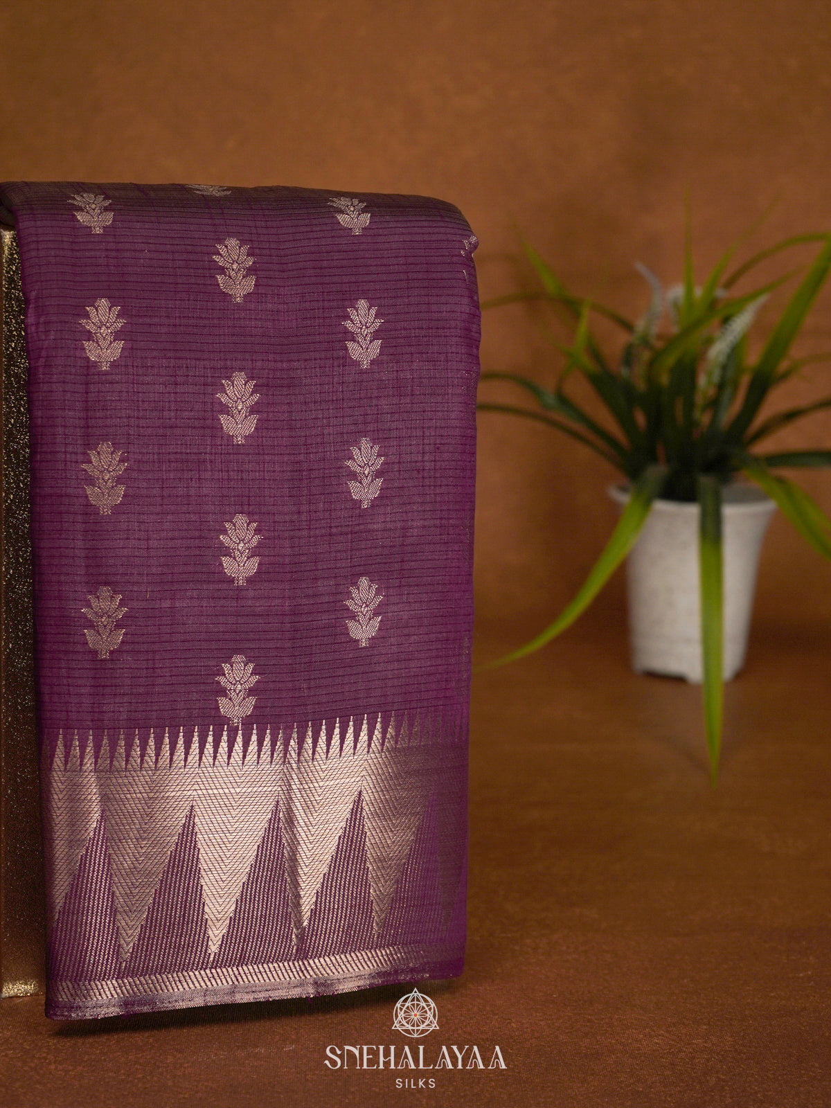 Wine Raw Silk Saree