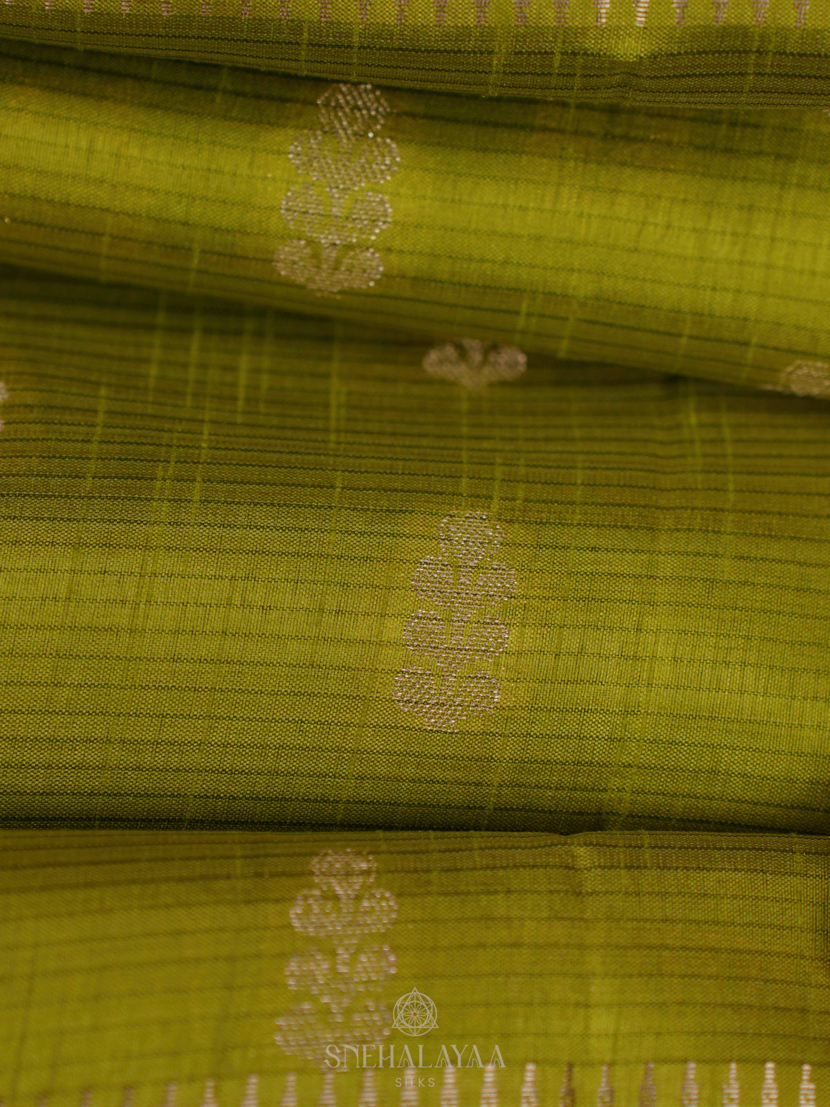 Lime Green Raw Silk Saree