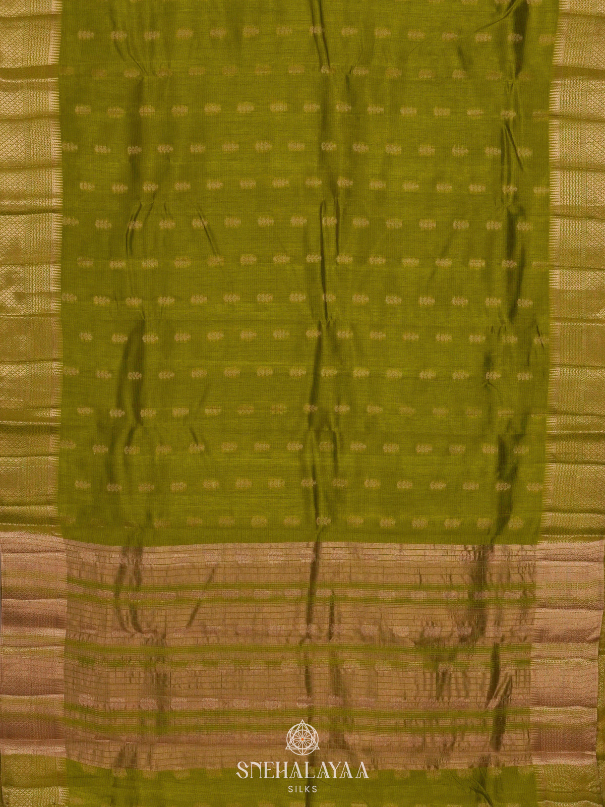 Lime Green Raw Silk Saree