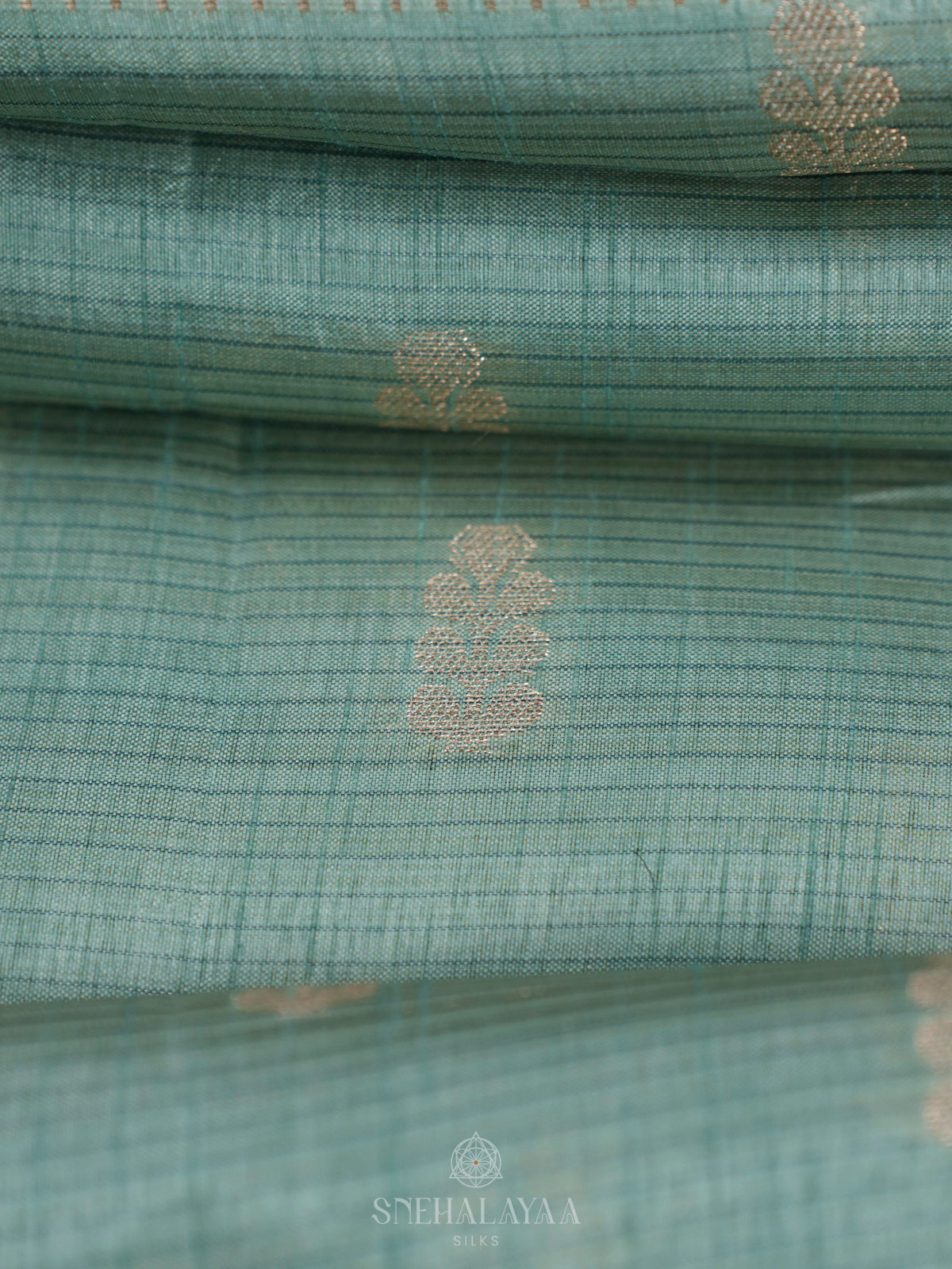 Mint Green Raw Silk Saree