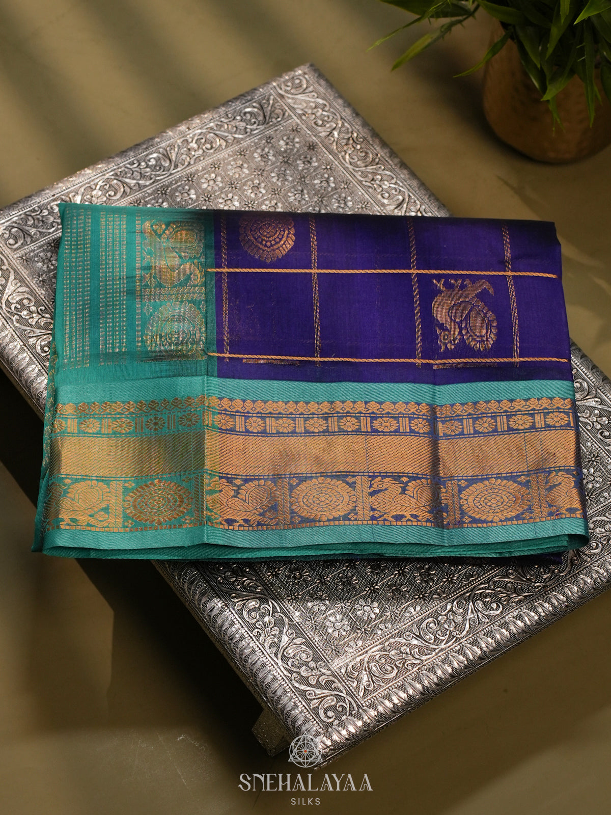 Royal Blue Kanchi Silk Cotton Saree
