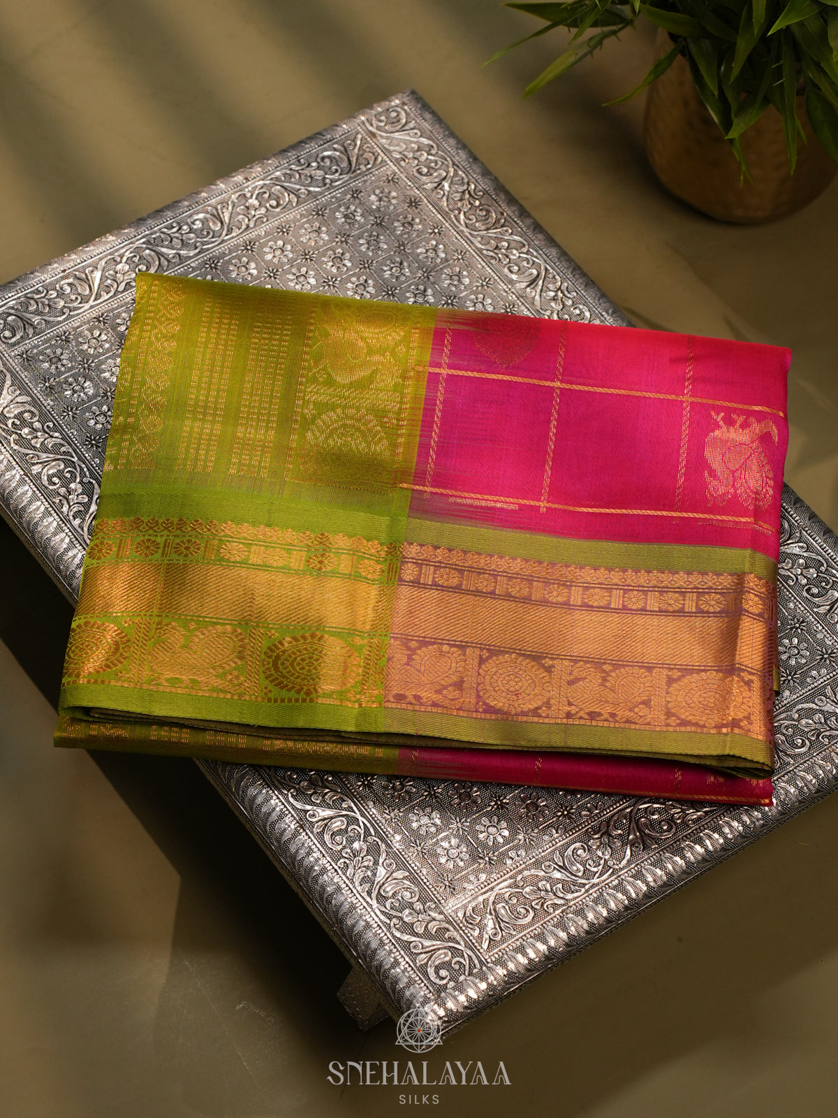 Pink  Kanchi Silk Cotton Saree