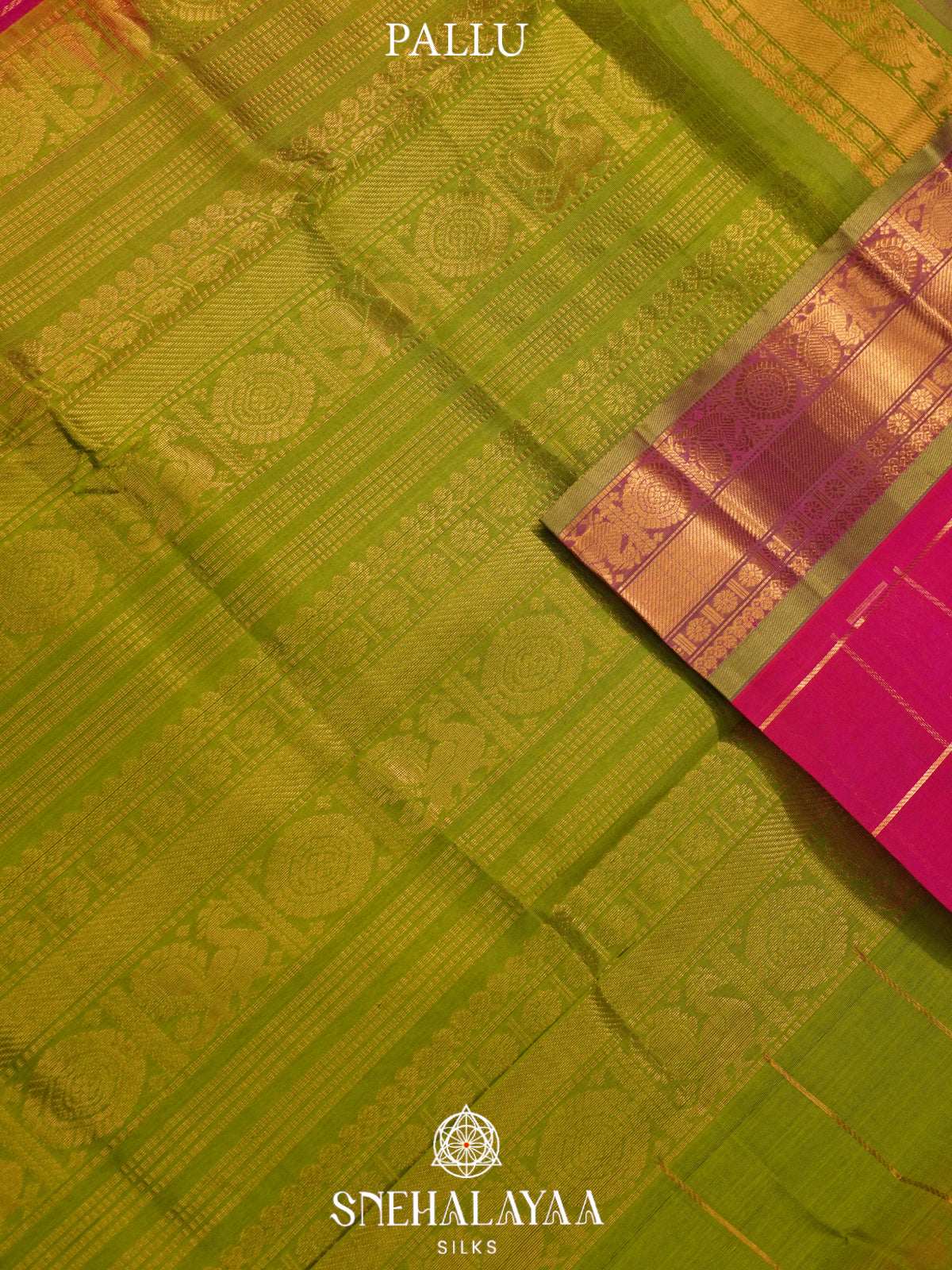 Pink  Kanchi Silk Cotton Saree