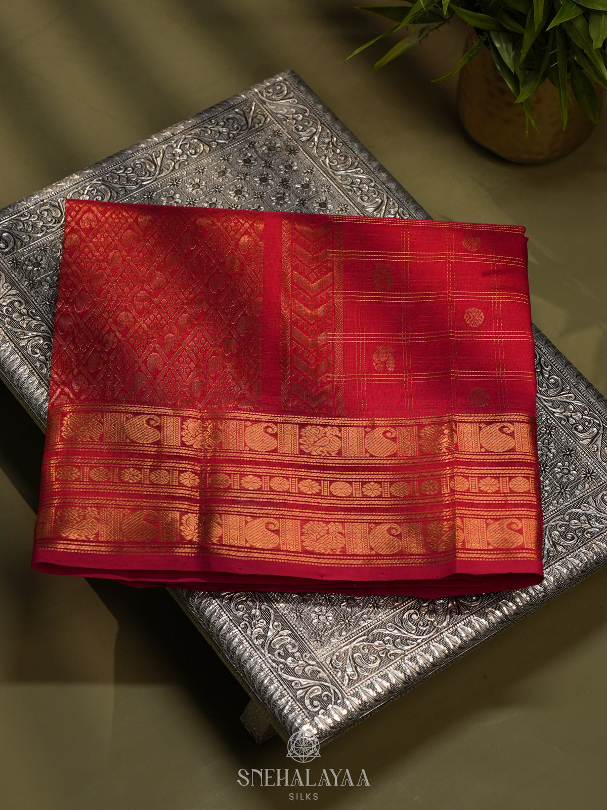 Red Kanchi Silk Cotton Saree