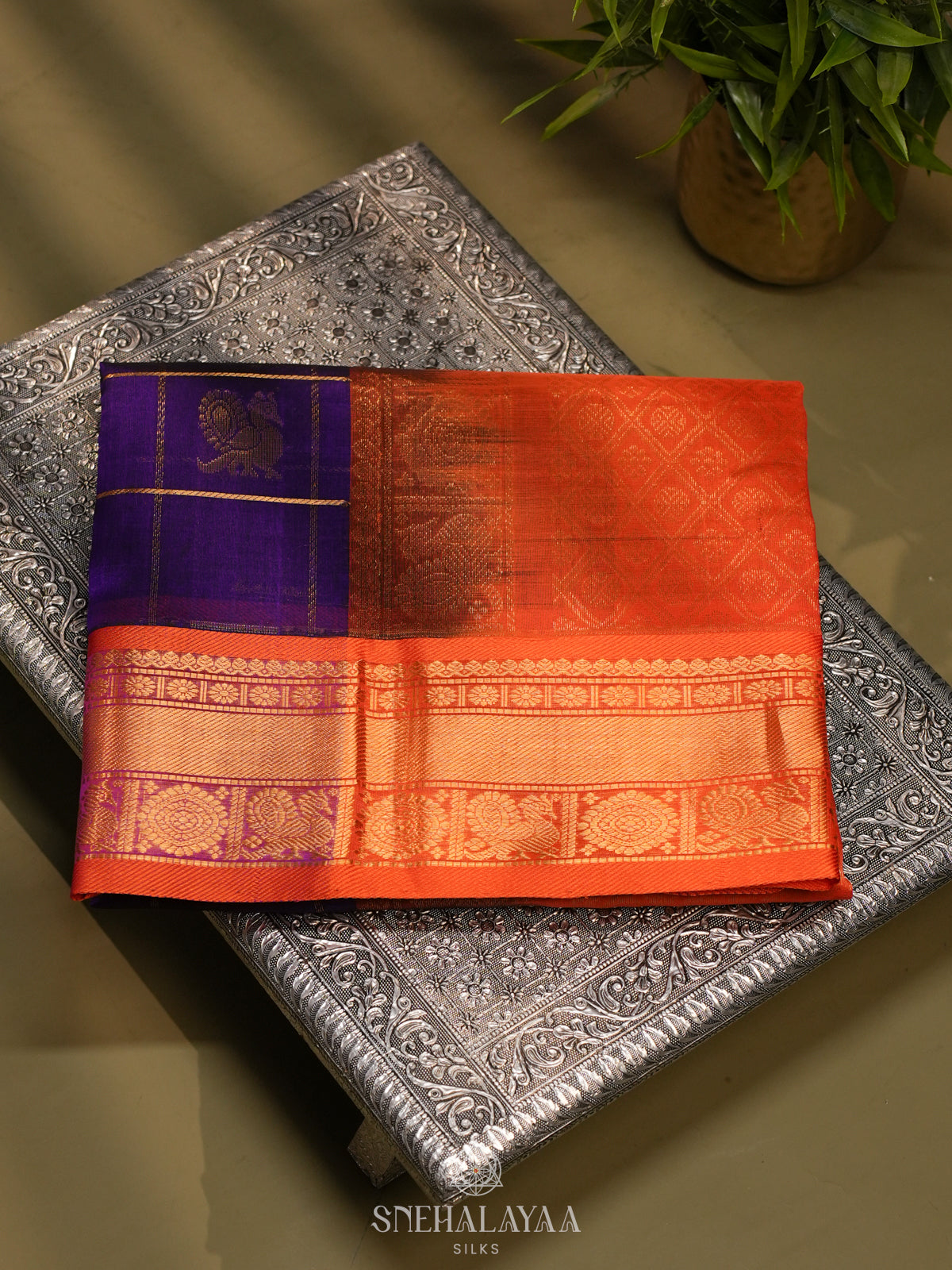 Purple Kanchi Silk Cotton Saree