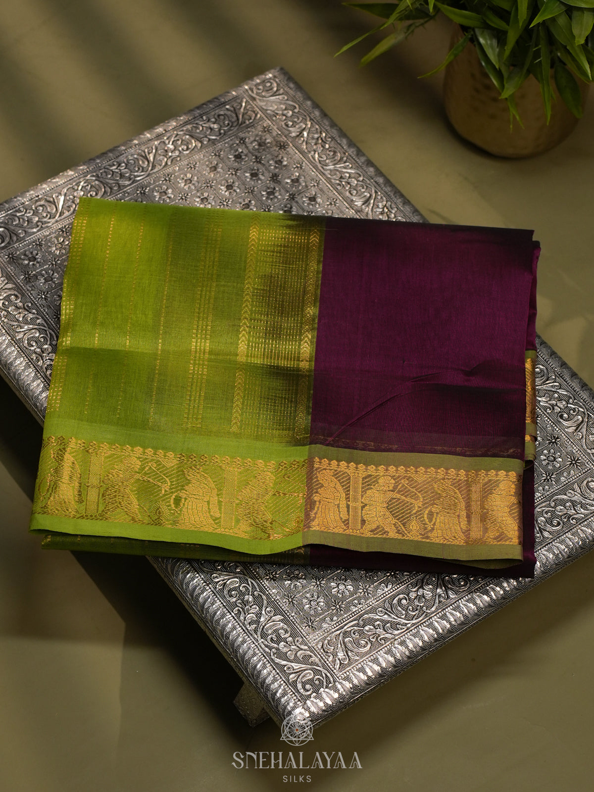 Wine Red Kanchi Silk Cotton Saree