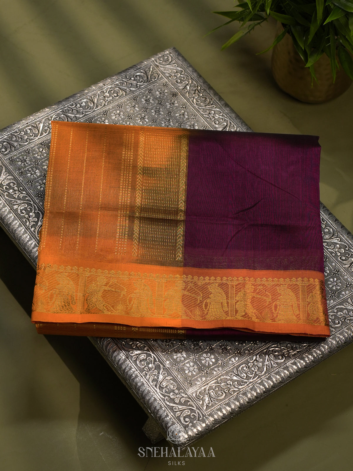 Wine Red Kanchi Silk Cotton Saree