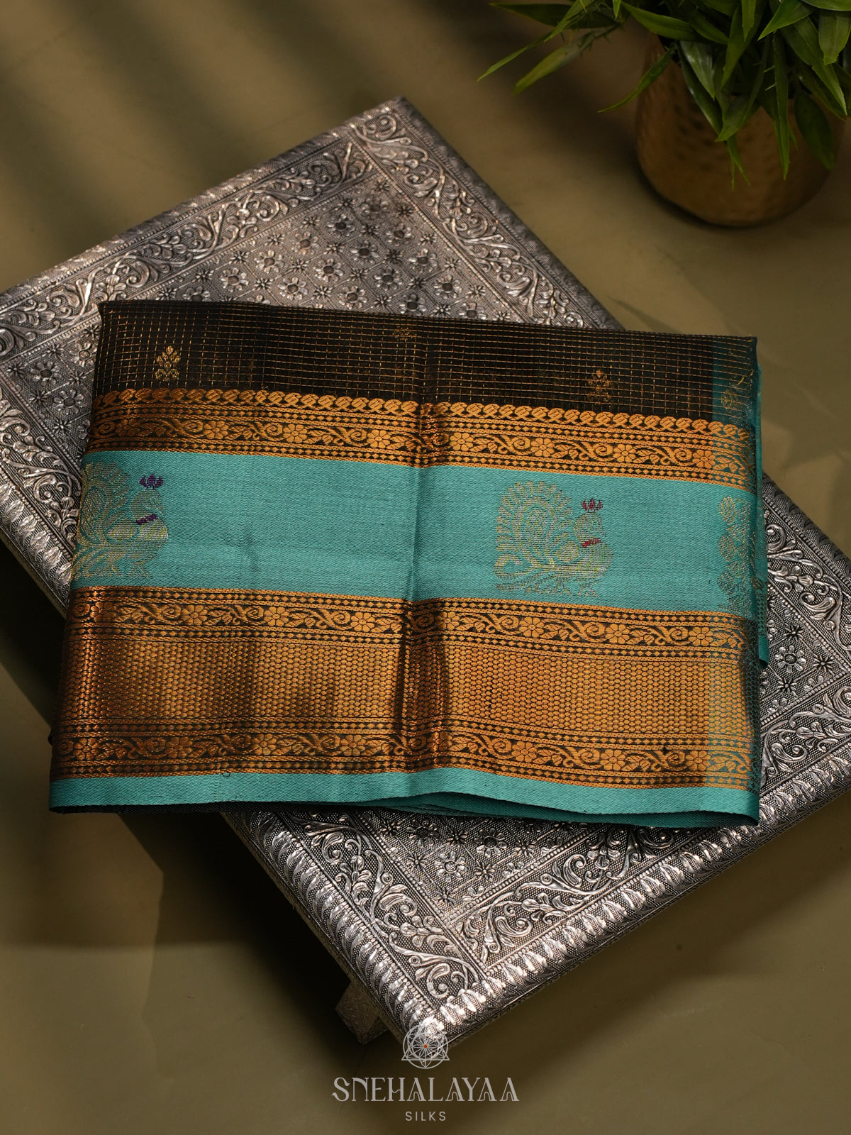 Black Kanchi Silk Cotton Saree