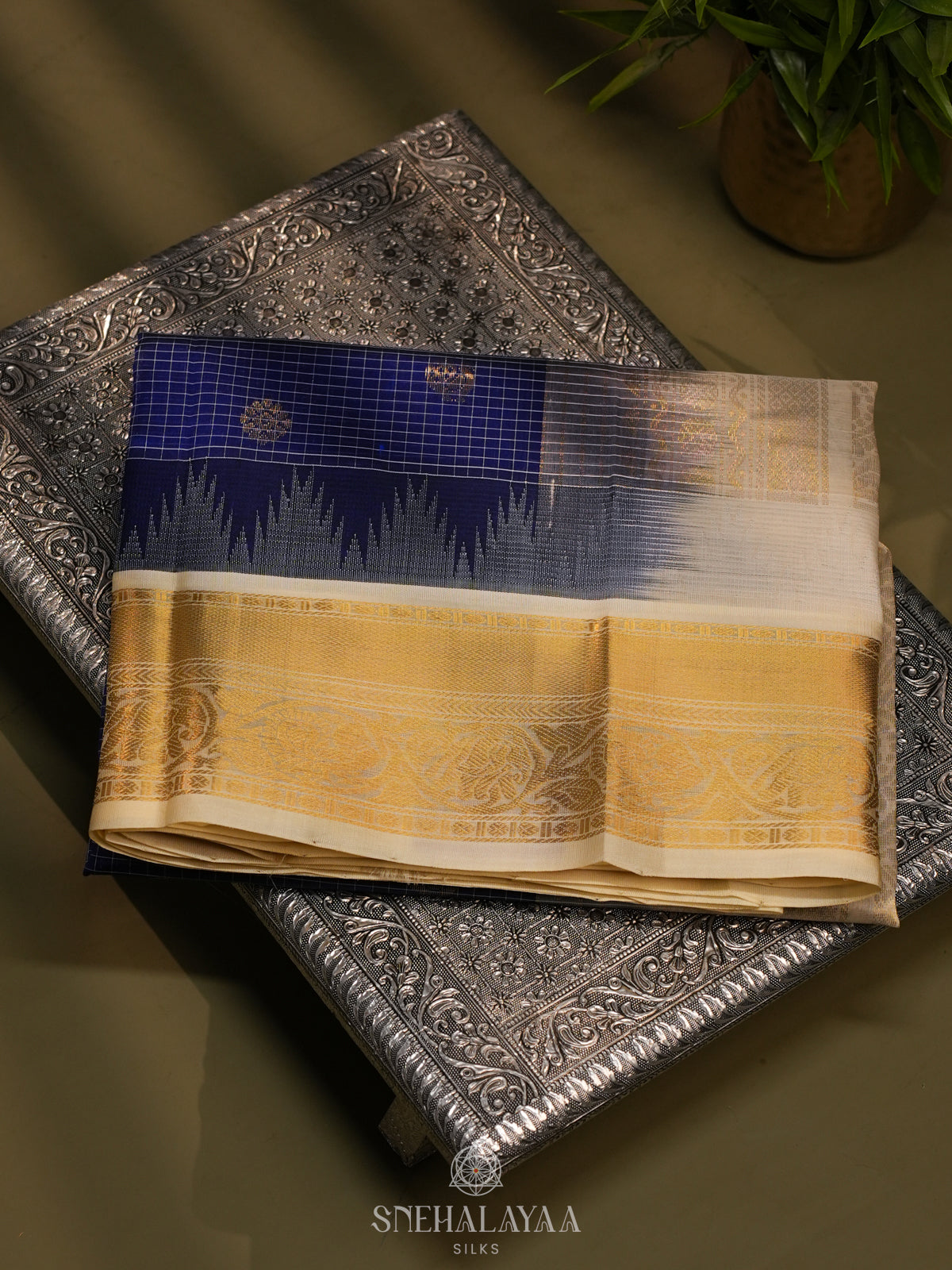 Navy Blue Kanchi Silk Cotton Saree