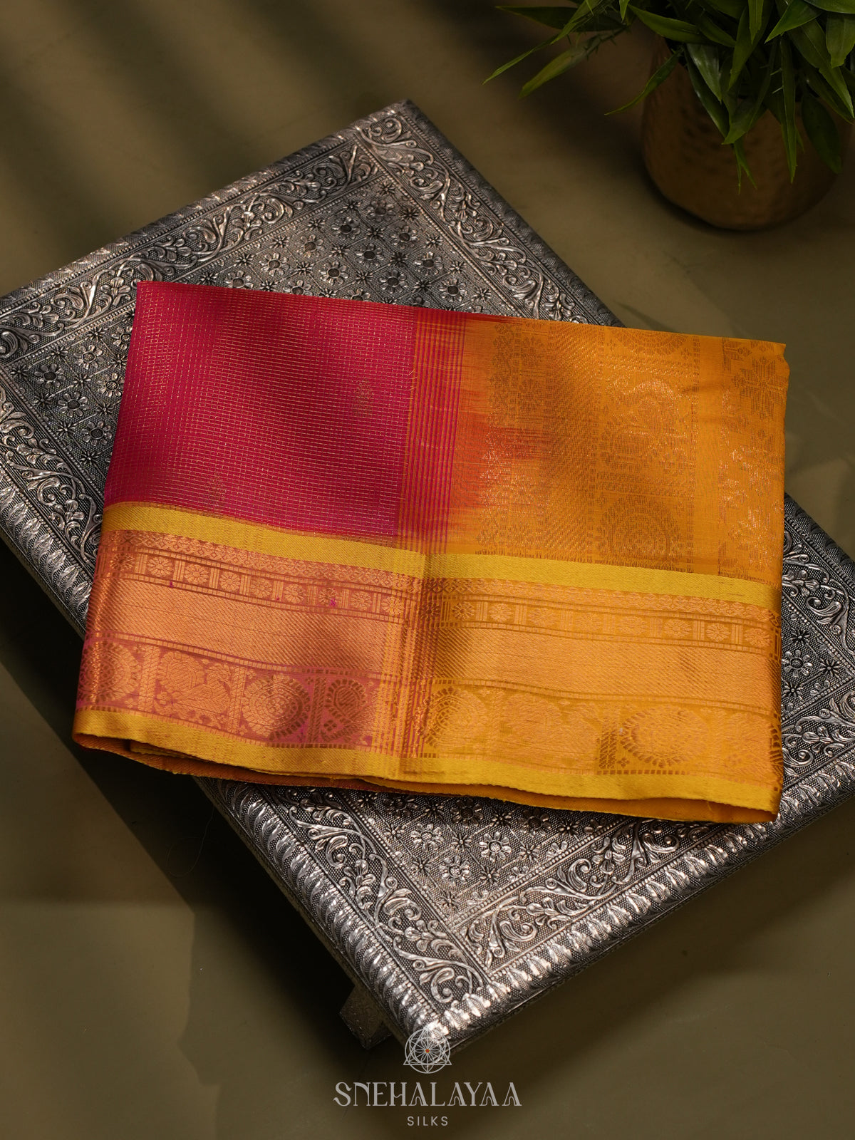 Ruby Red Kanchi Silk Cotton Saree
