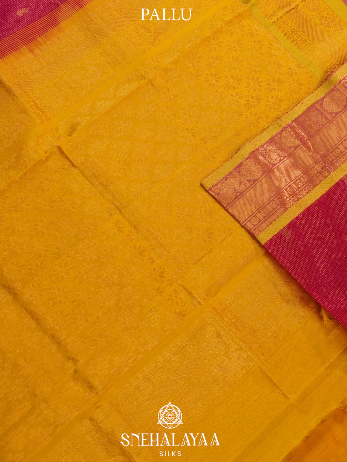 Ruby Red Kanchi Silk Cotton Saree