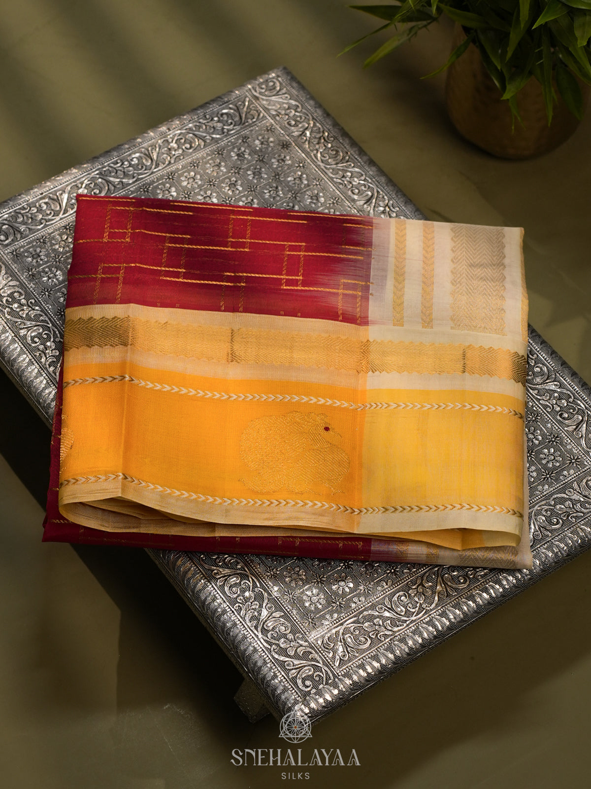 Red Kanchi Silk Cotton Saree