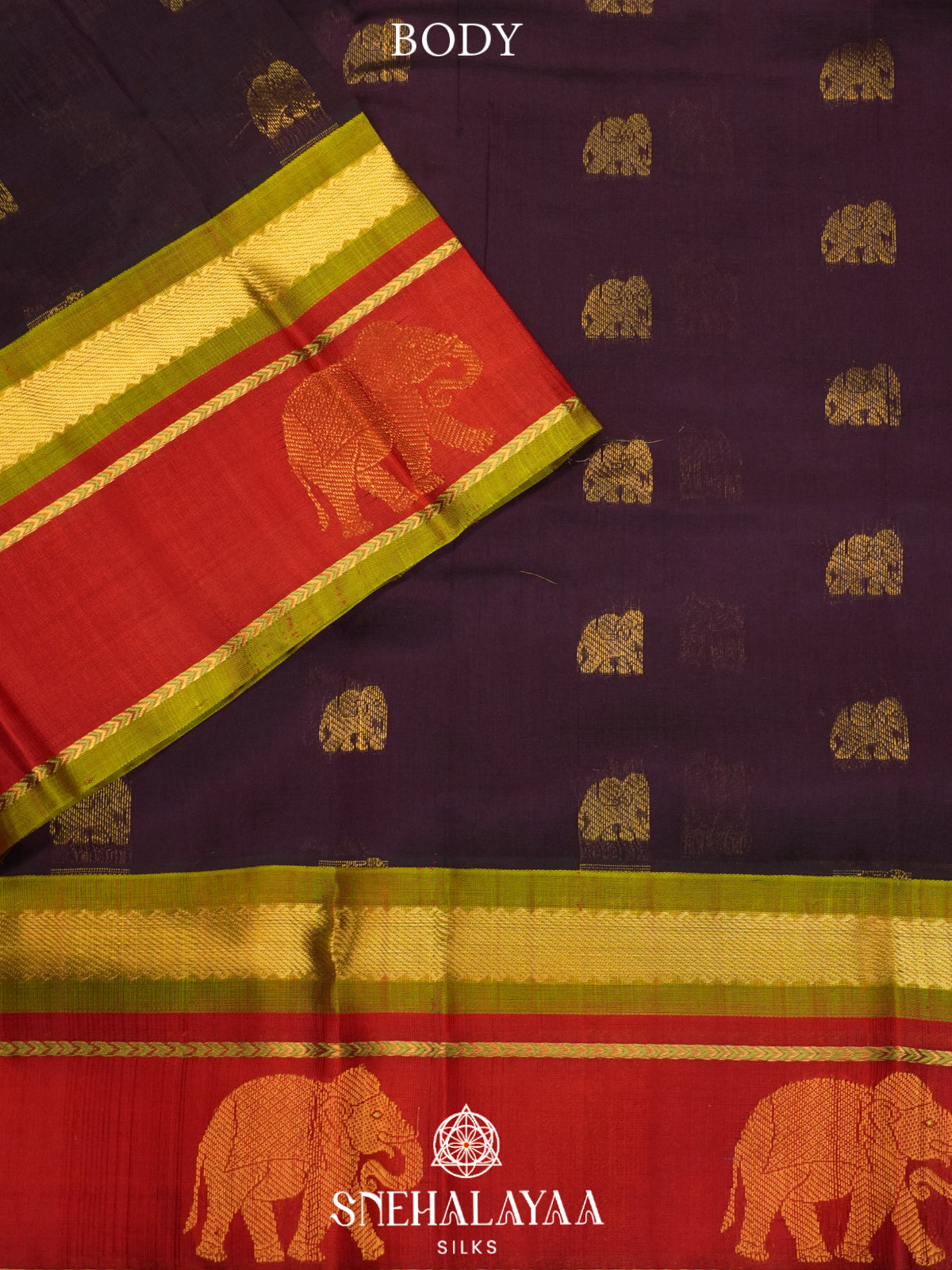 Wine Kanchi Silk Cotton Saree