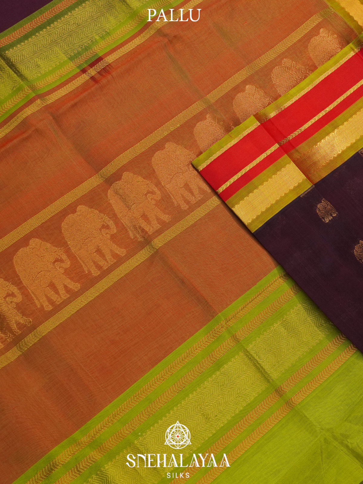 Wine Kanchi Silk Cotton Saree