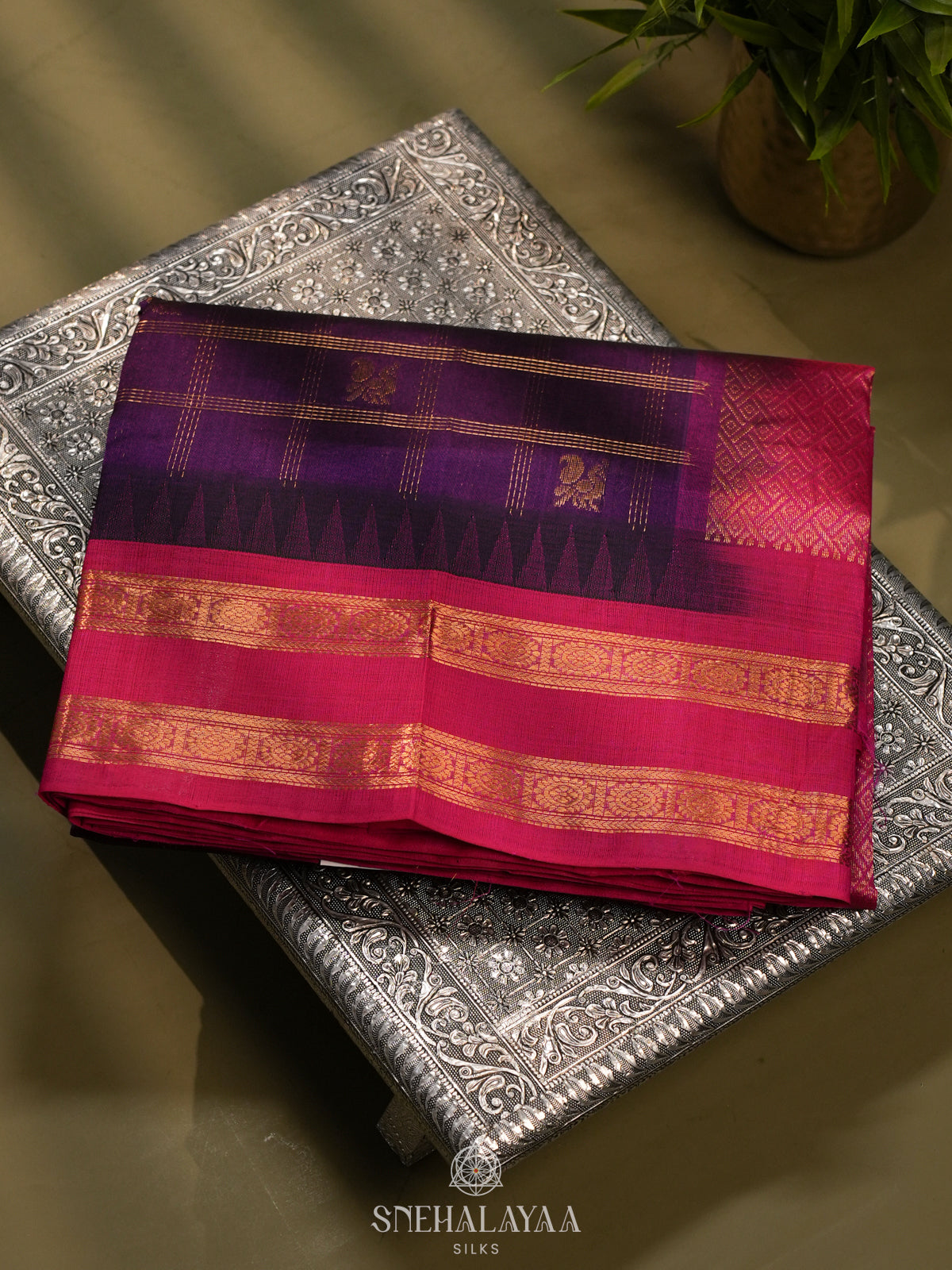 Magenta Kanchi Silk Cotton Saree