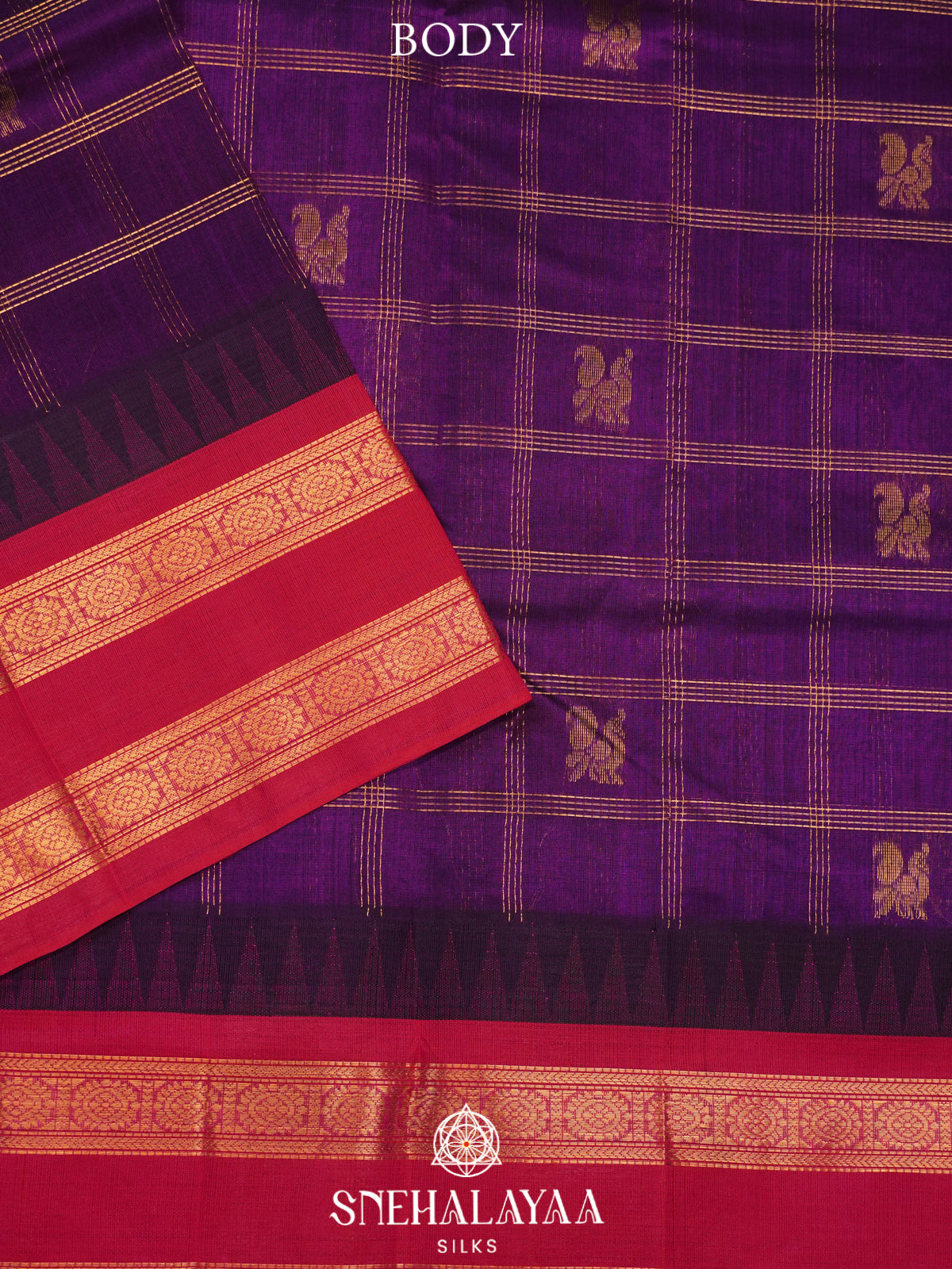 Magenta Kanchi Silk Cotton Saree