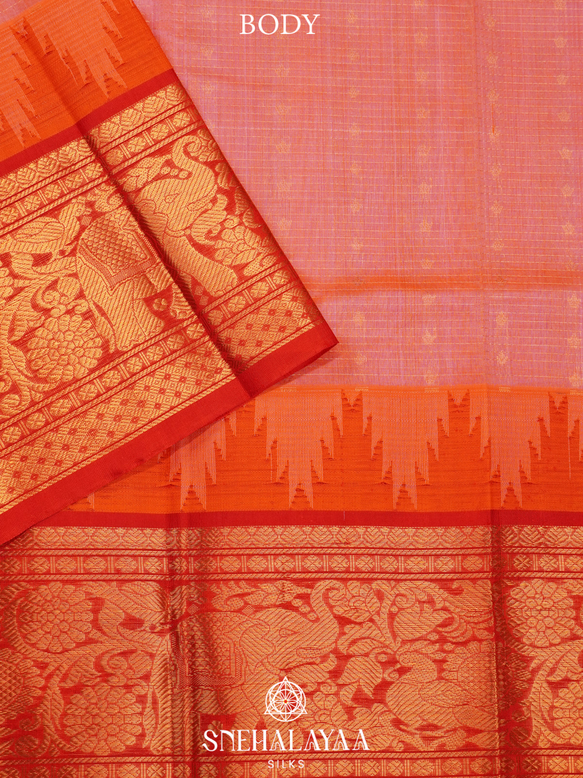 Peach Kanchi Silk Cotton Saree