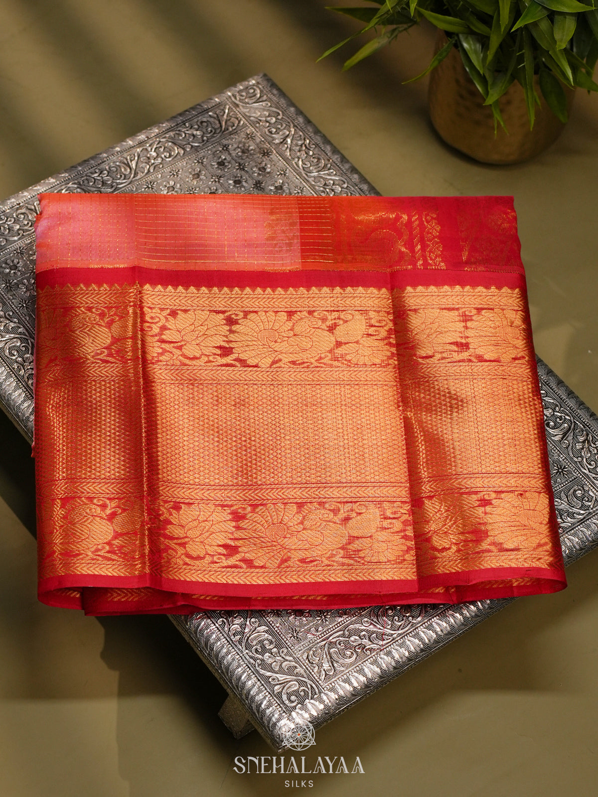 Peach Kanchi Silk Cotton Saree