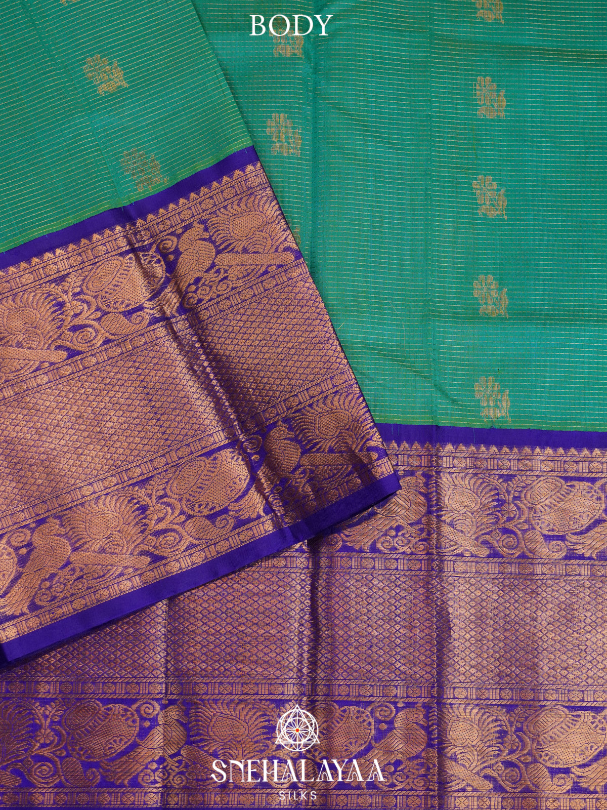 Teal Green Kanchi Silk Cotton Saree