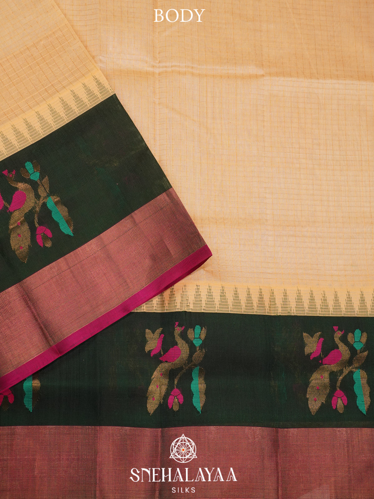 Cream Kanchi Silk Cotton Saree