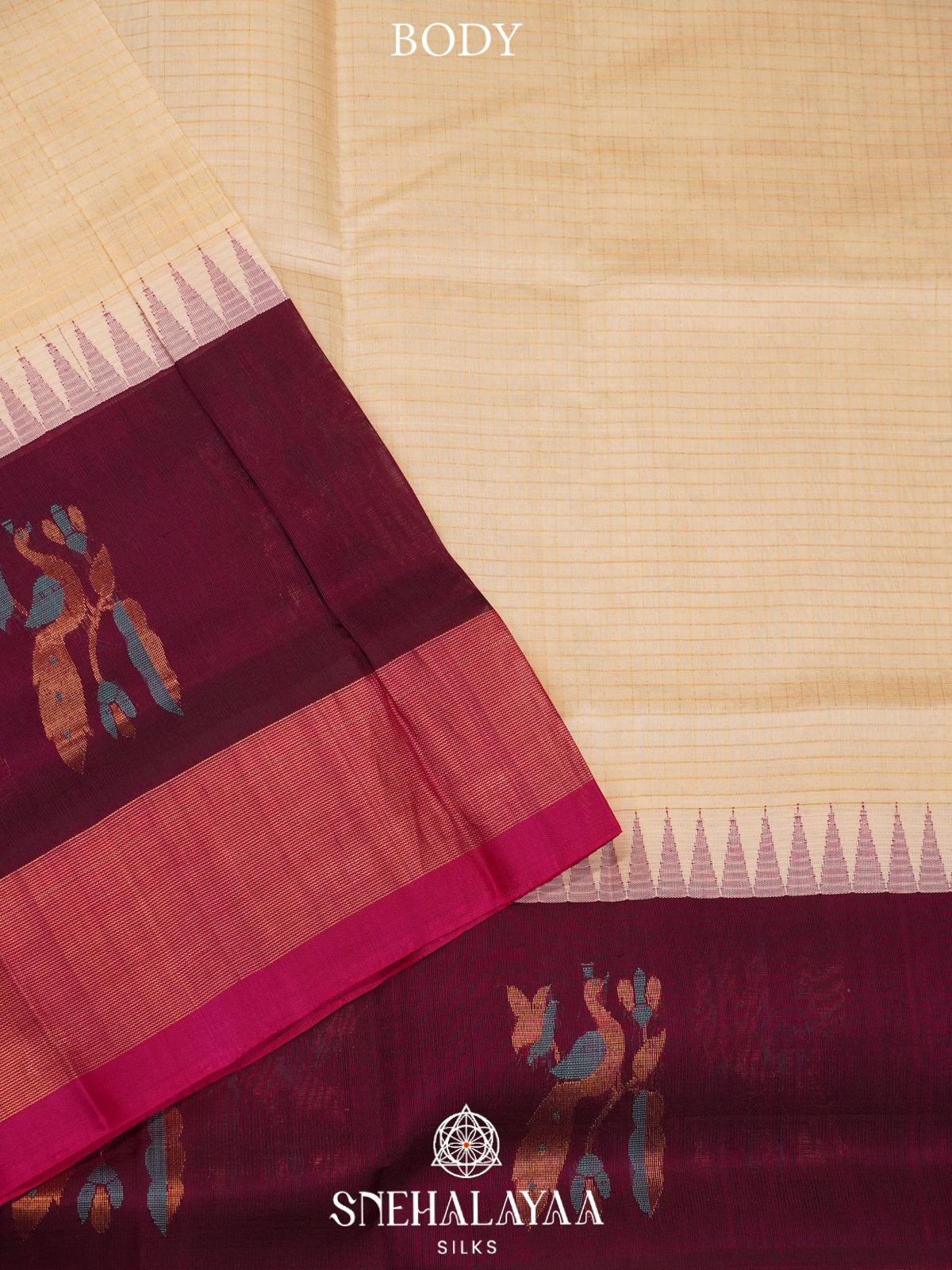 Cream Kanchi Silk Cotton Saree