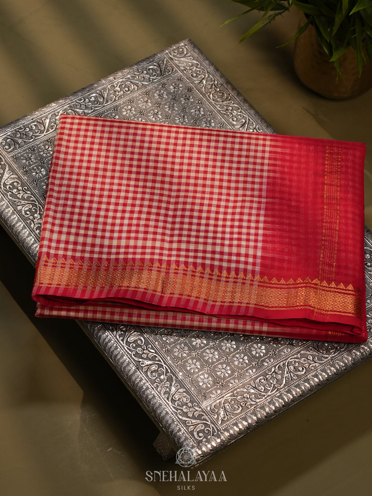 Red Kanchi Silk Cotton Saree