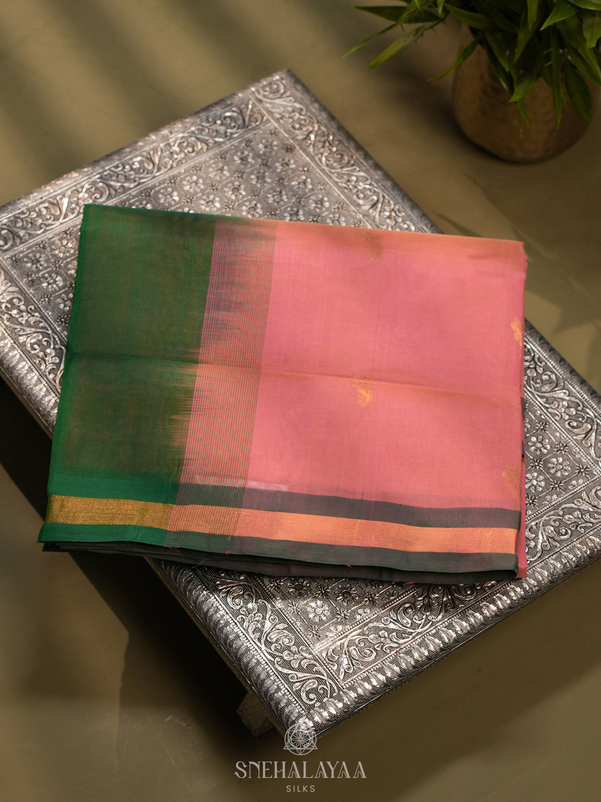 Pale Peach Kanchi Silk Cotton Saree