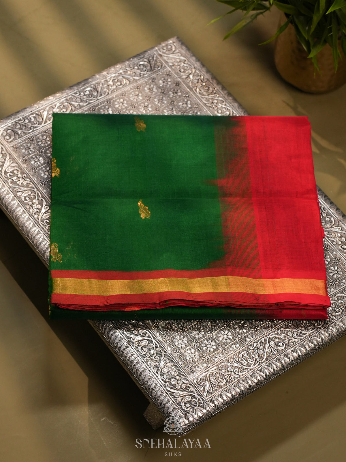 Emerald Green Kanchi Silk Cotton Saree